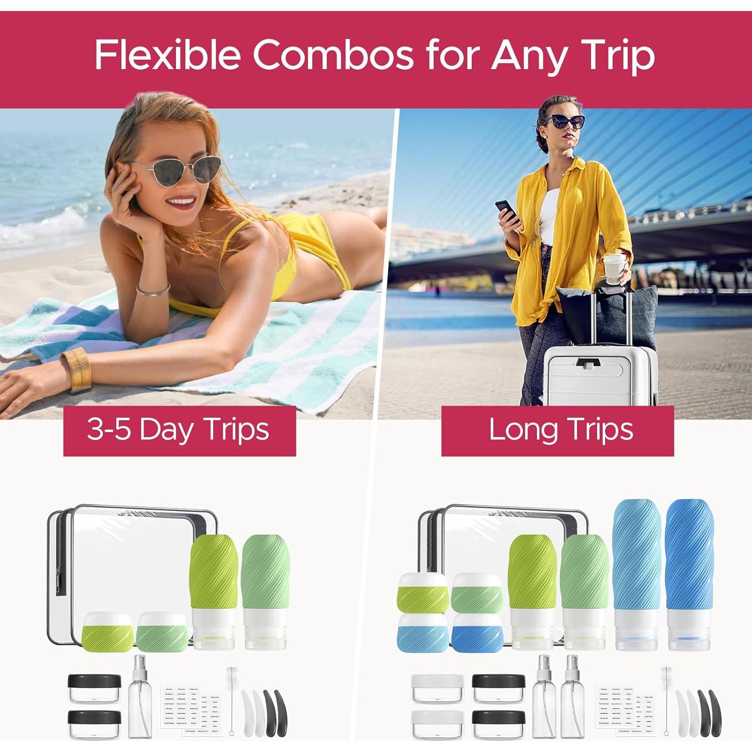 Set de Botellas de Viaje LitBear 23 Piezas Aprobadas por TSA