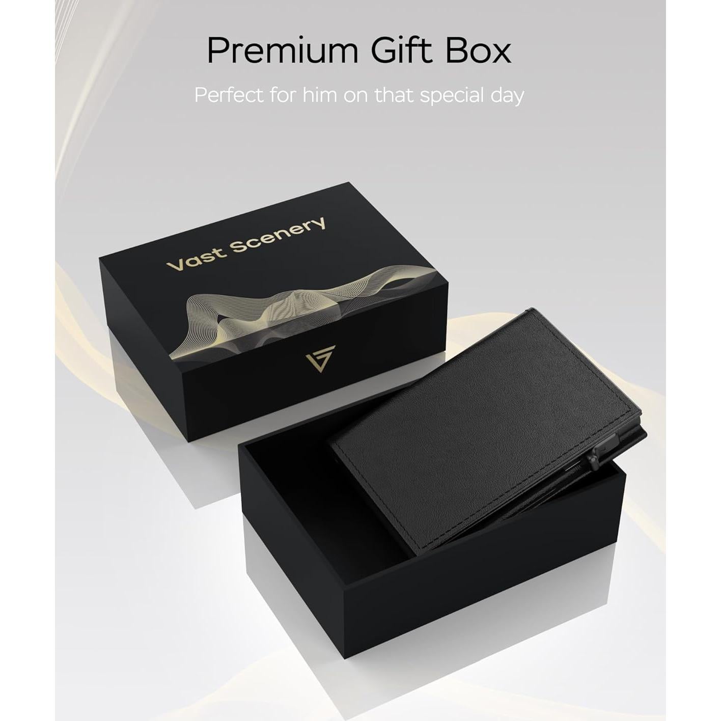 Billetera para Hombres Vast Scenery RFID Negra Minimalista