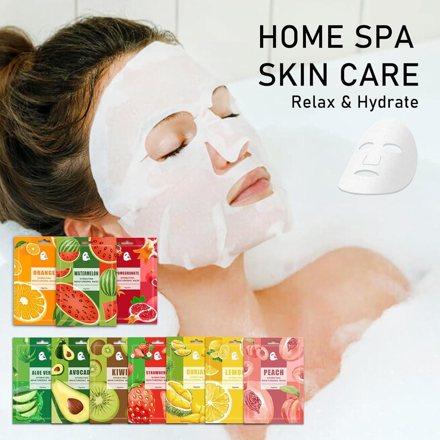 Mascarillas Faciales Hidratantes LXTTDABEN - 10 Paquetes de Colágeno