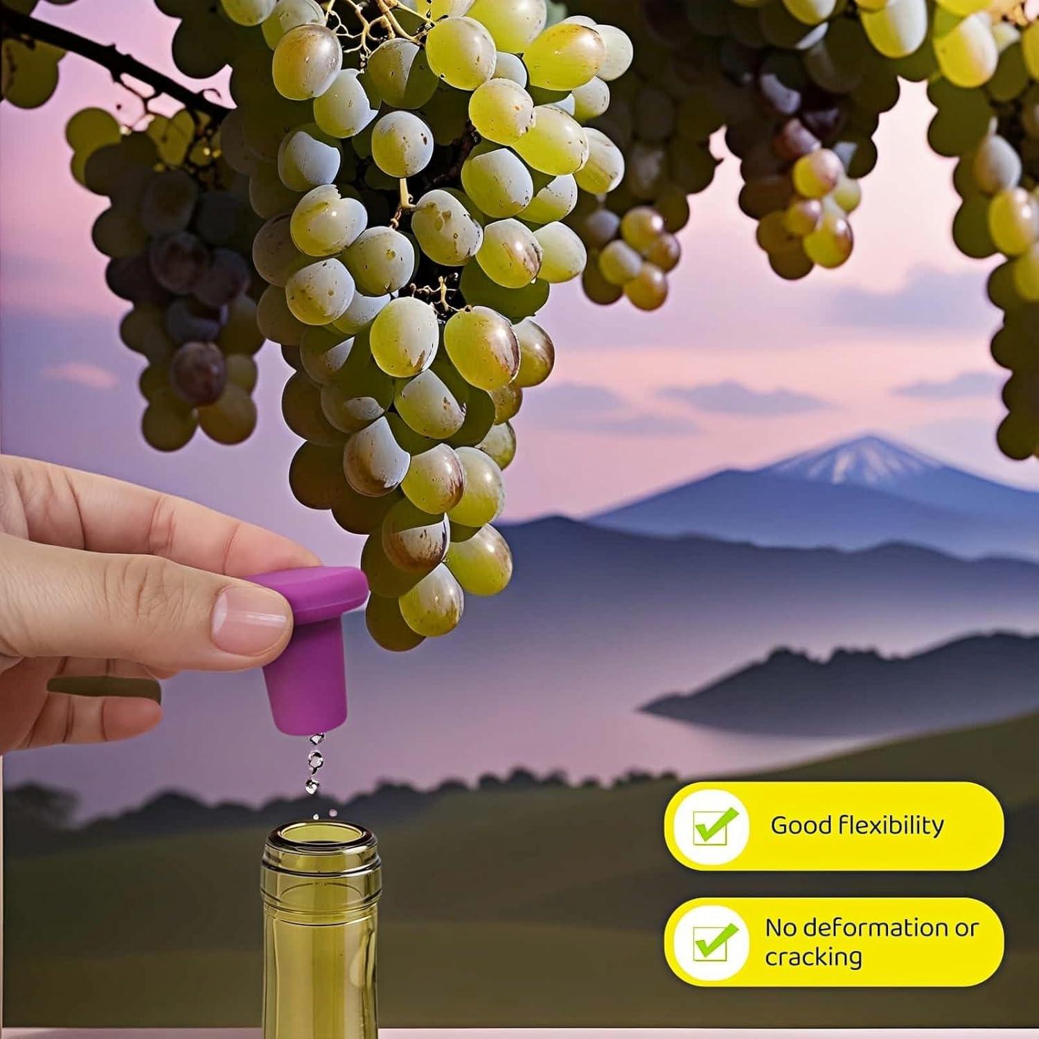 Juego de 8 Tapones de Silicona RyanDesign - Selladores de Vino