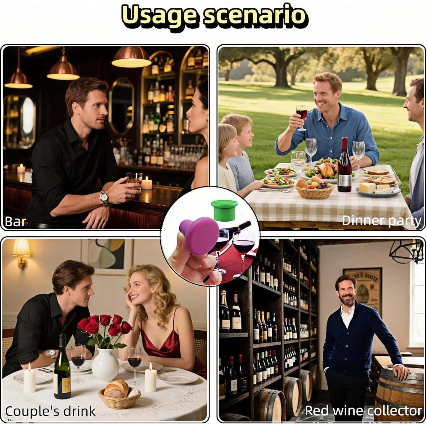 Juego de 8 Tapones de Silicona RyanDesign - Selladores de Vino