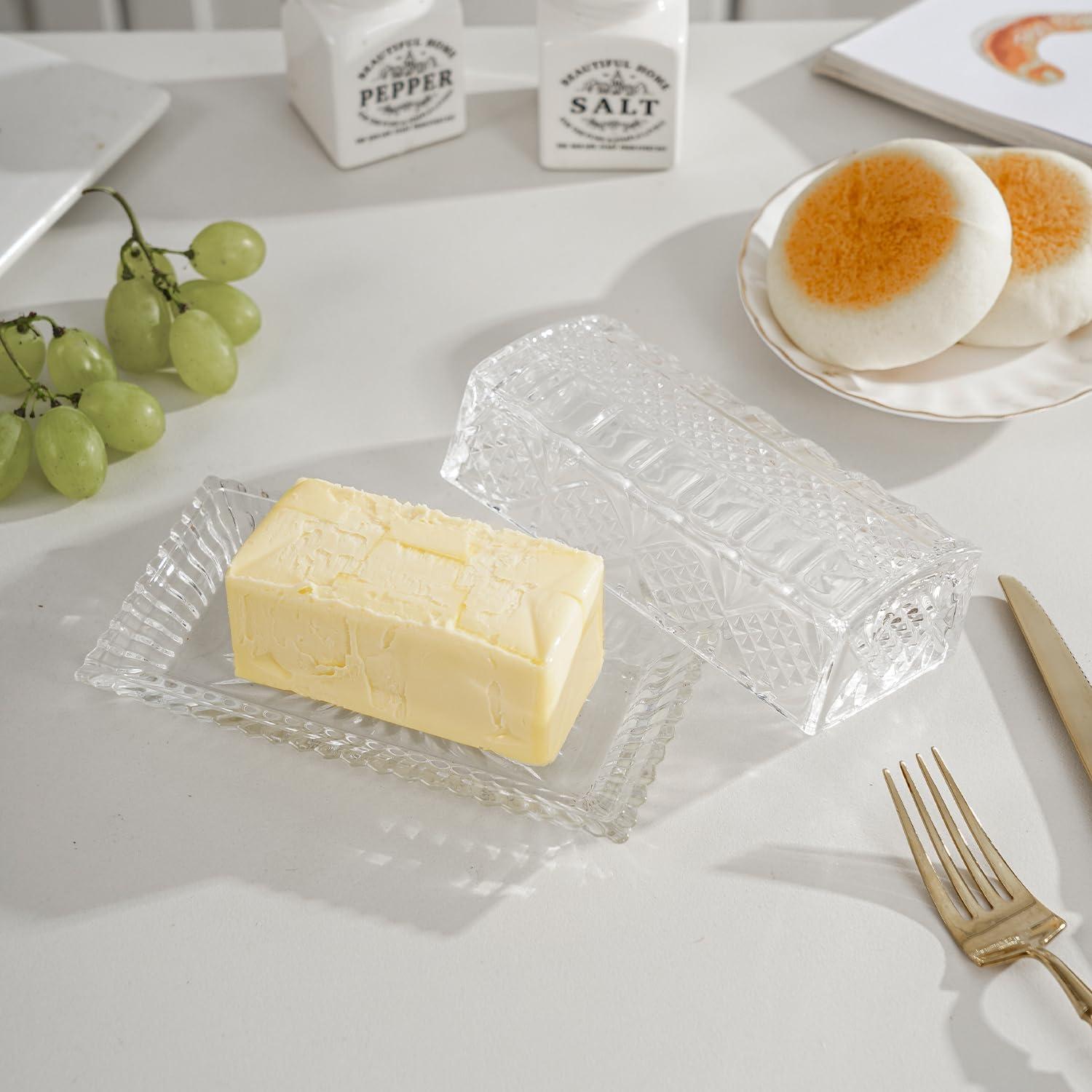 Plato de Mantequilla de Vidrio PYVYLO 17.5 cm con Tapa