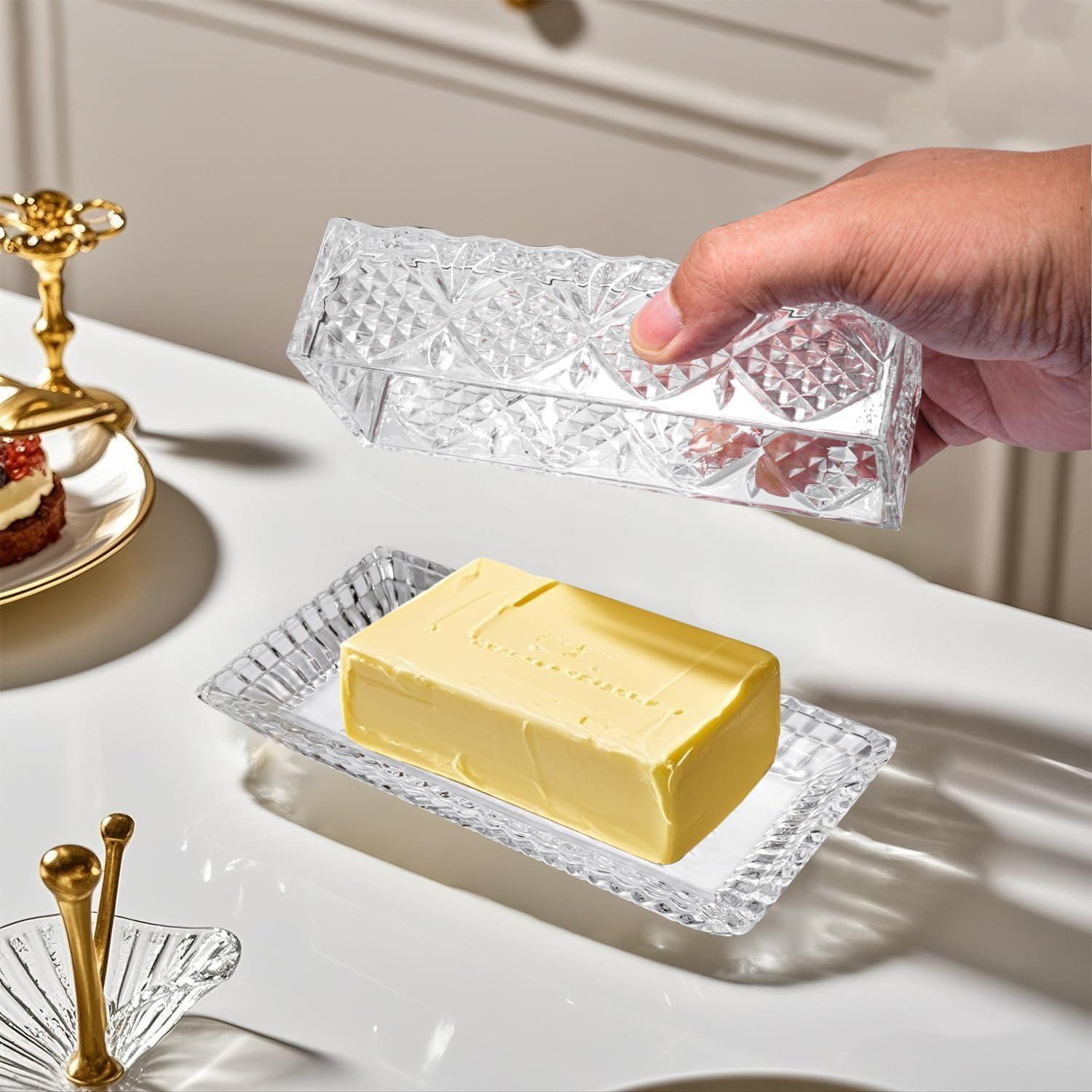 Plato de Mantequilla de Vidrio PYVYLO 17.5 cm con Tapa