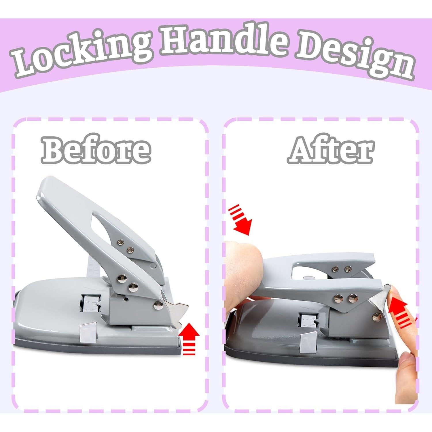 Perforadora de 2 agujeros HKKYO - Metal, 30 hojas, ajuste preciso