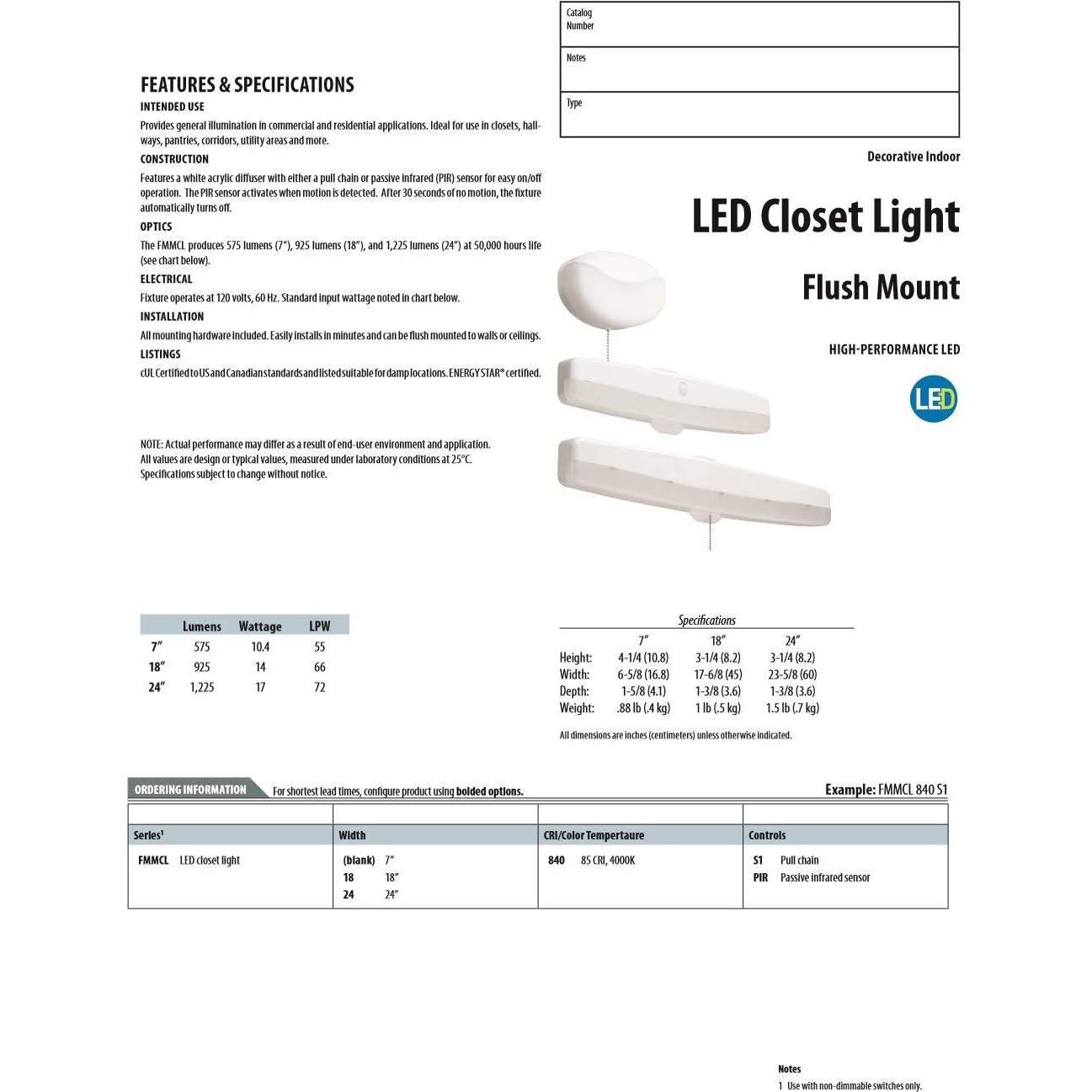 Luz de Techo LED Lithonia 10W 575LM Sensor Movimiento 4000K