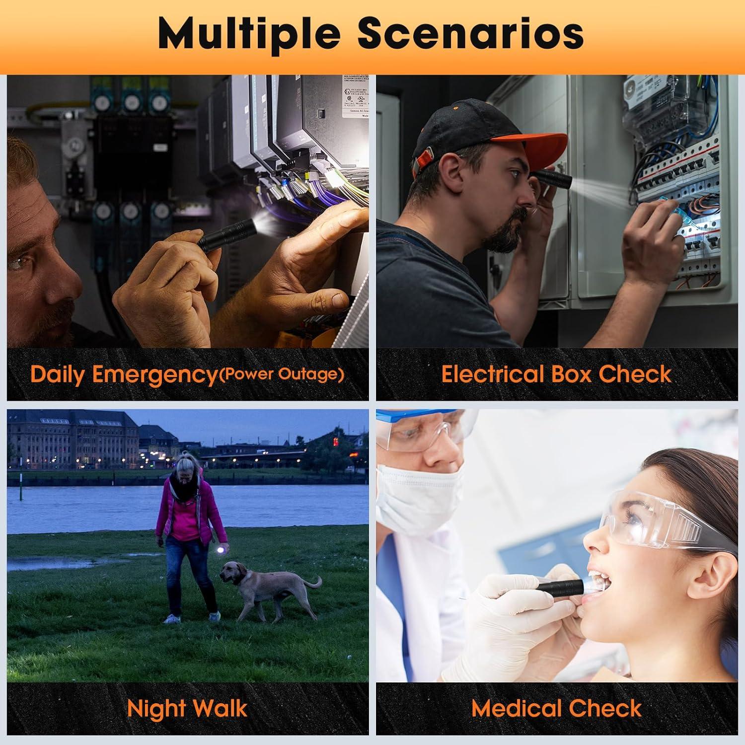 5 Linternas LED de Bolígrafos Cussity, Portátiles y Resistentes