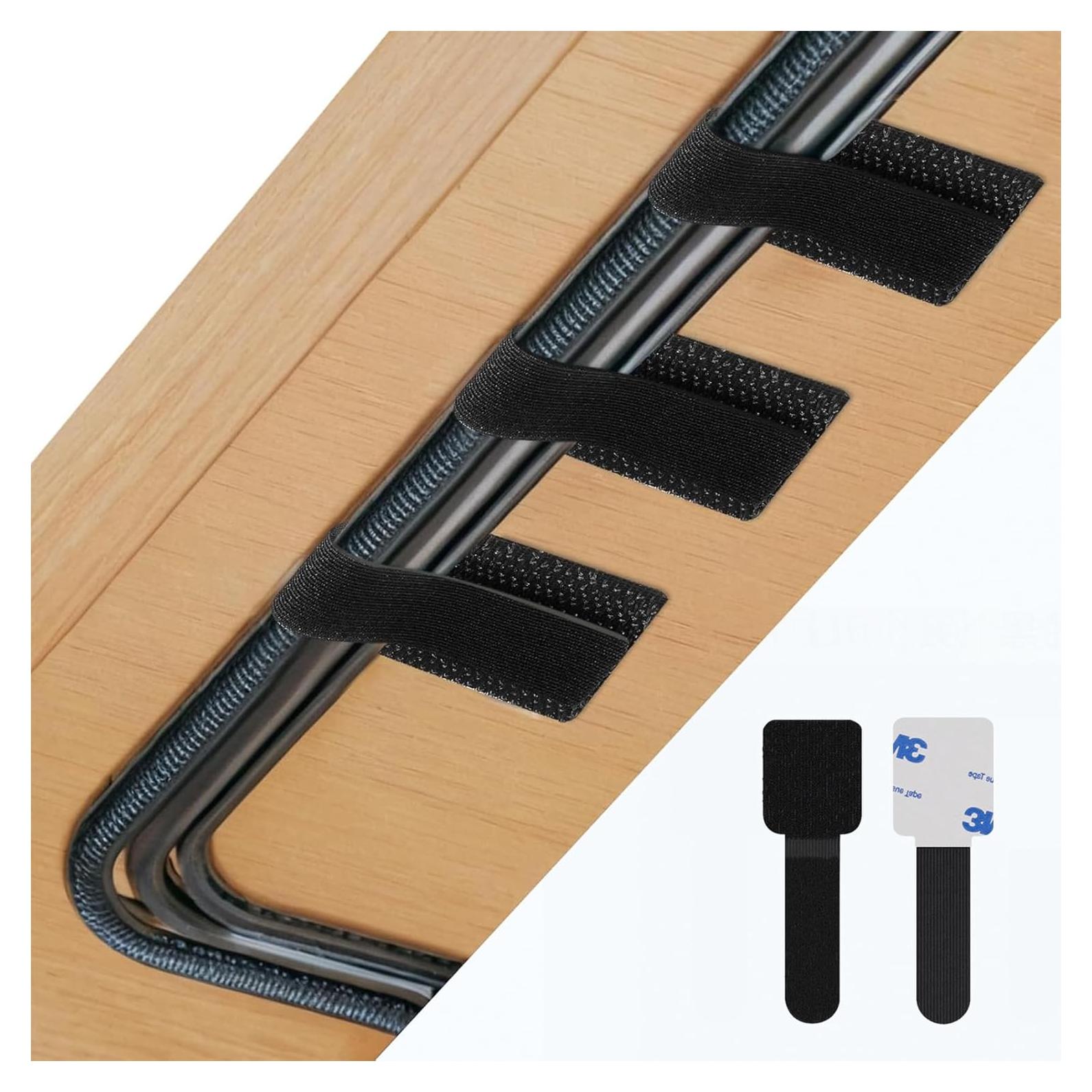 50 Corbatas de Cable Autoadhesivas Abnii Negro 80g