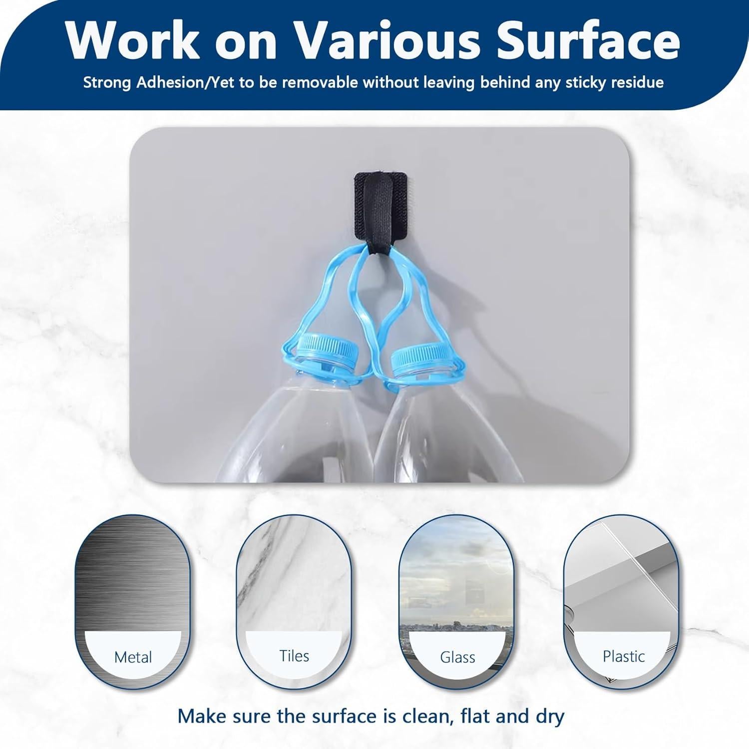 50 Corbatas de Cable Autoadhesivas Abnii Negro 80g