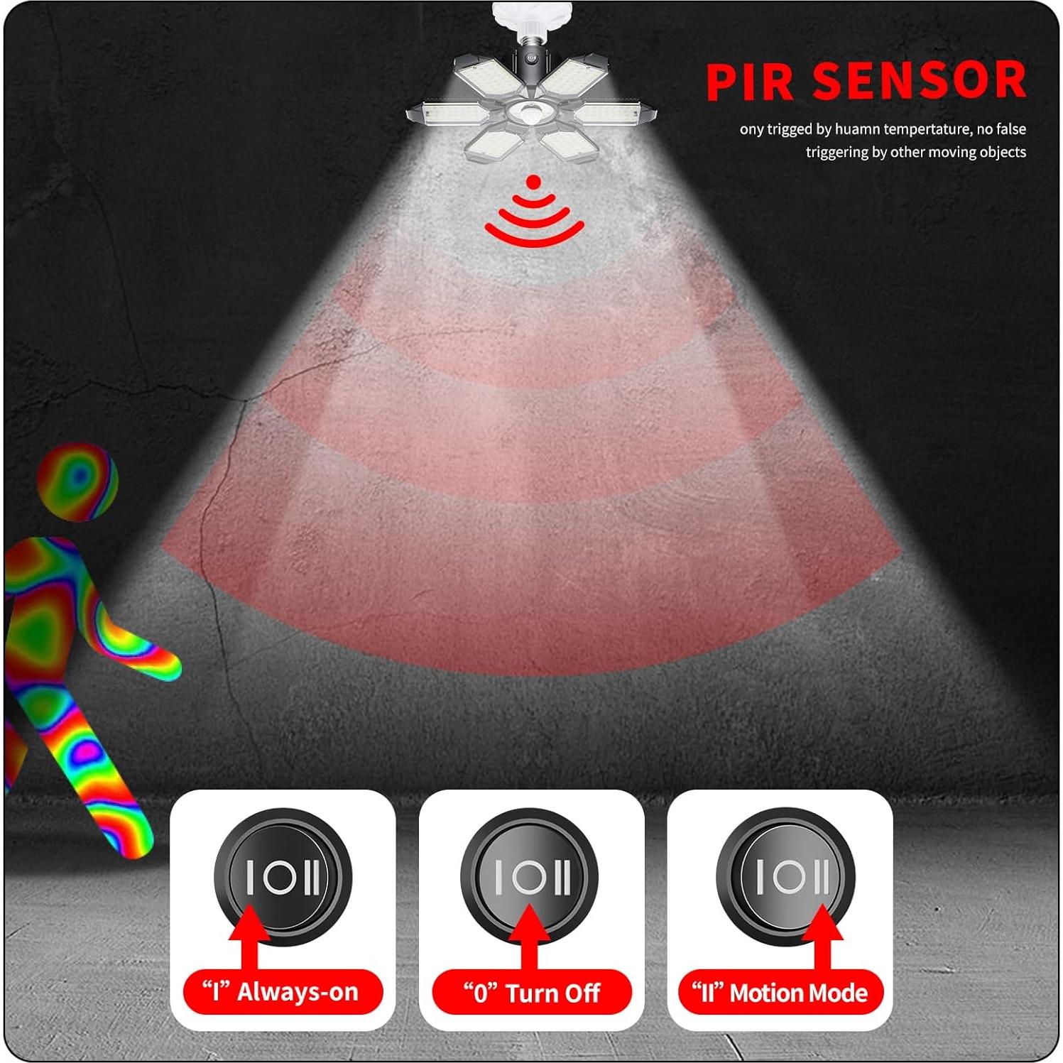 Luz de Garaje LED Hinersound Y6 con Sensor de Movimiento 200W 20000LM