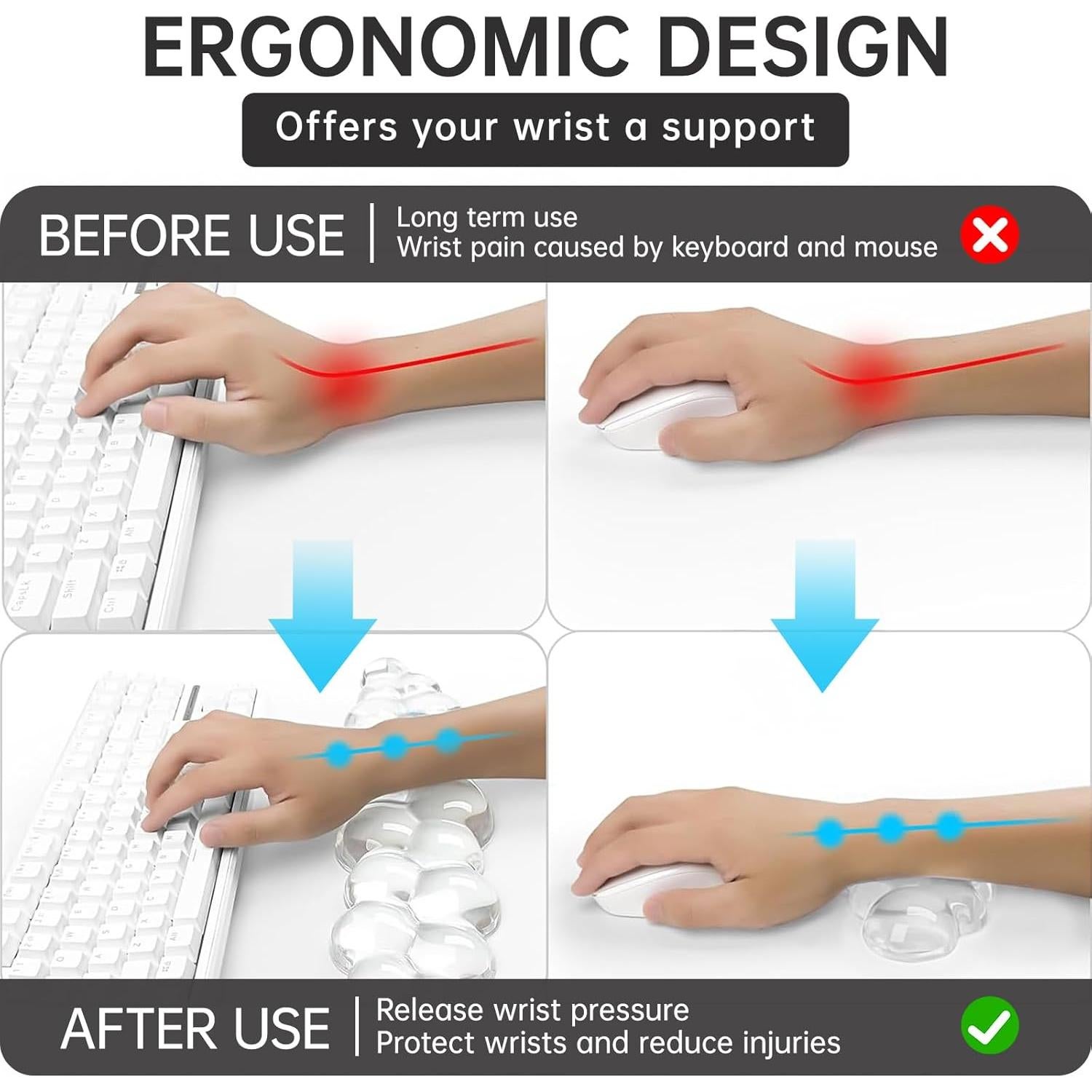 Alfombrilla de Mouse y Reposamuñecas Ergonómico ASZQVD Nube Clara