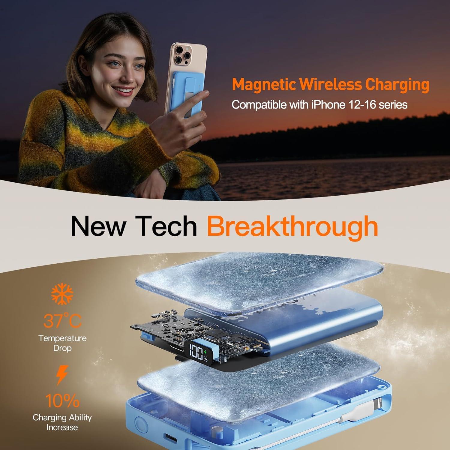 Cargador Portátil Magnético 16800mAh LYAOAO con Pantalla LED