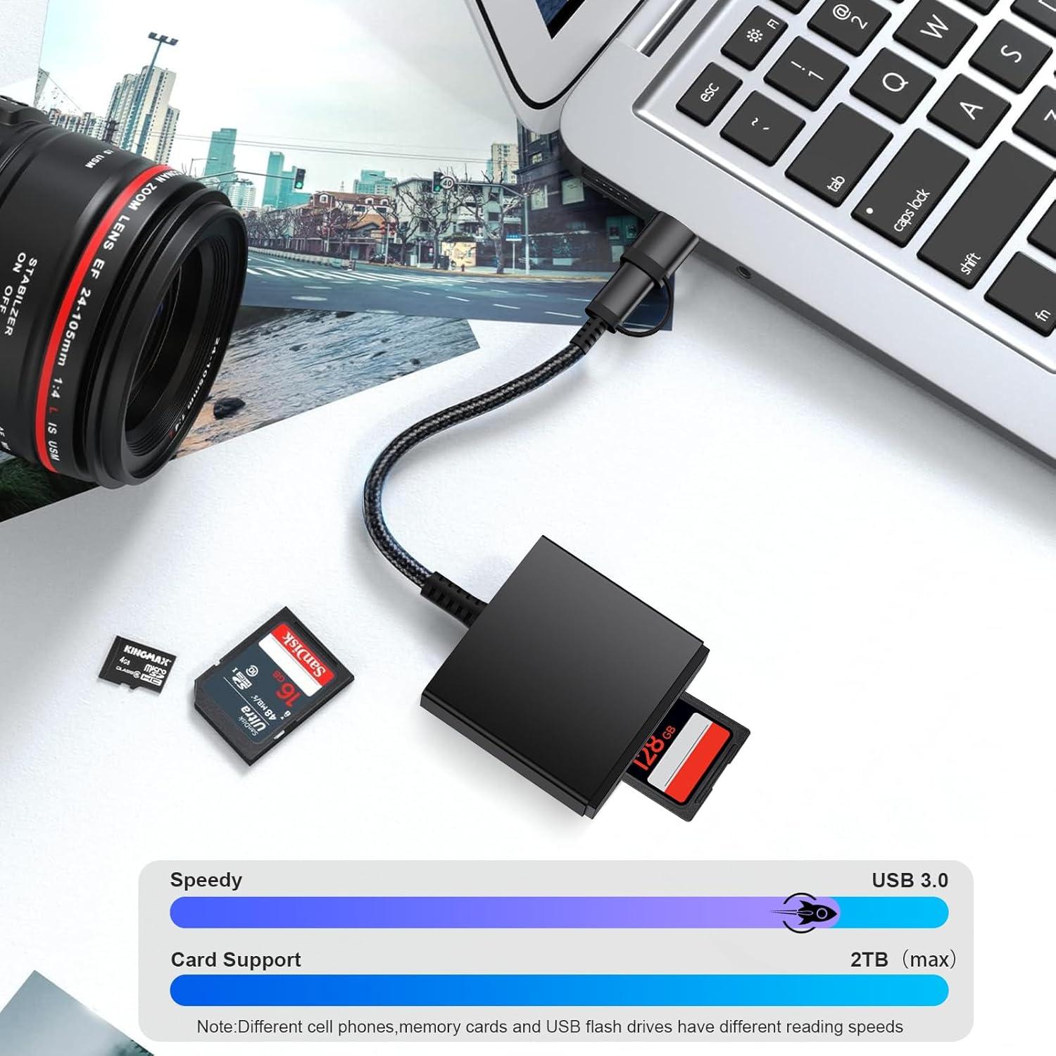 Lector de Tarjetas SD USB A y C Denlane - Adaptador 5 en 1