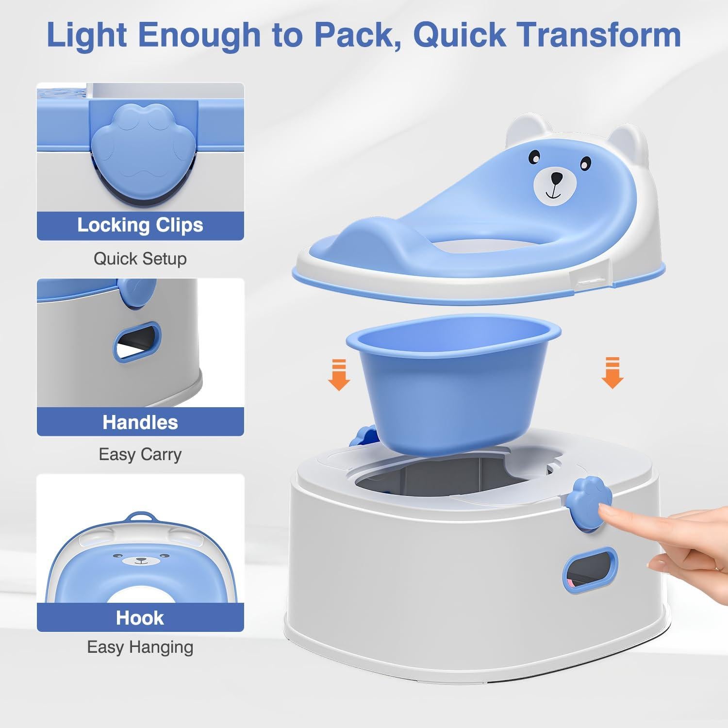 Entrenador de Inodoro 3 en 1 Azul - Silla Convertible para Niños