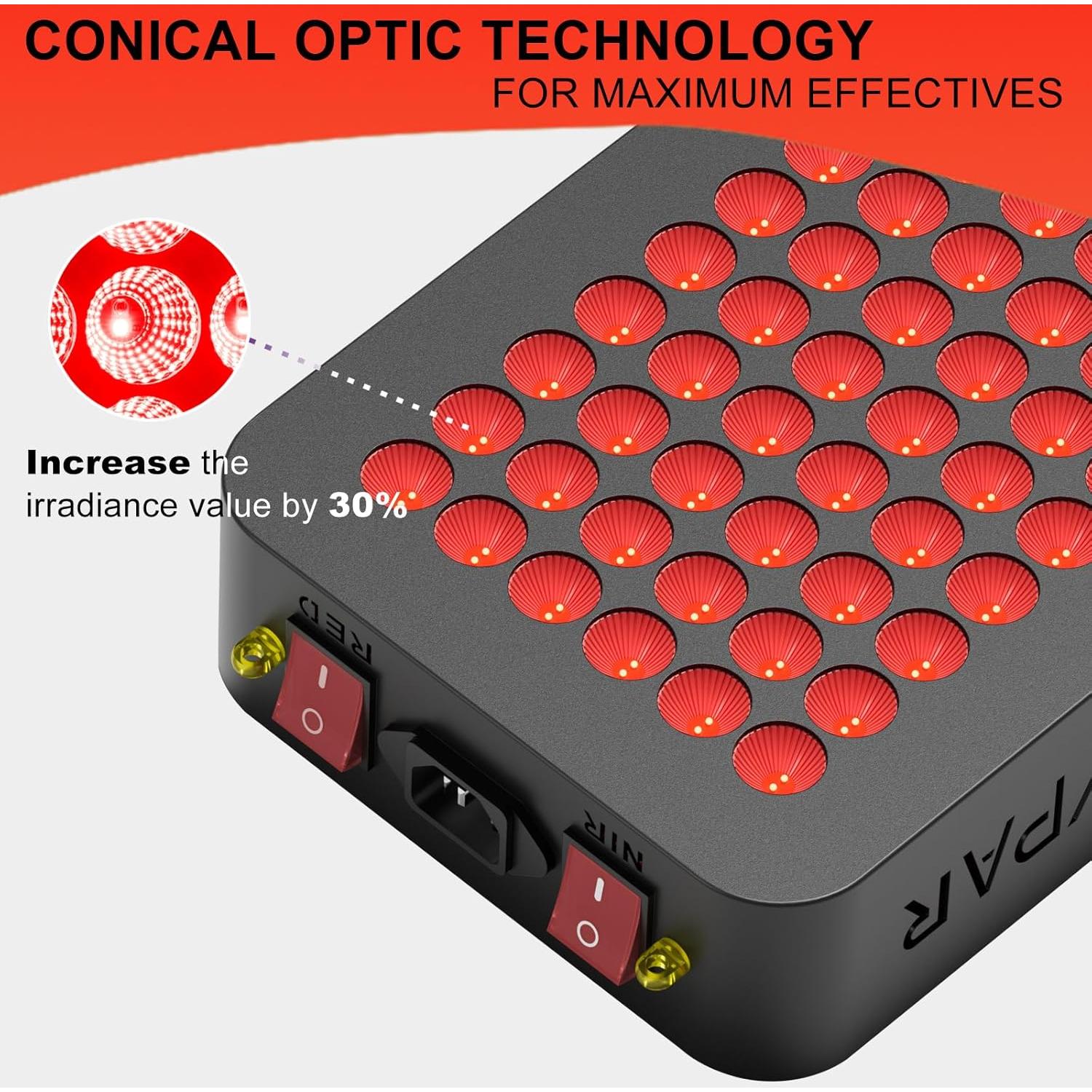 Lámpara Terapia Luz Roja GLAREWAY 660nm y 850nm Alivio Dolor