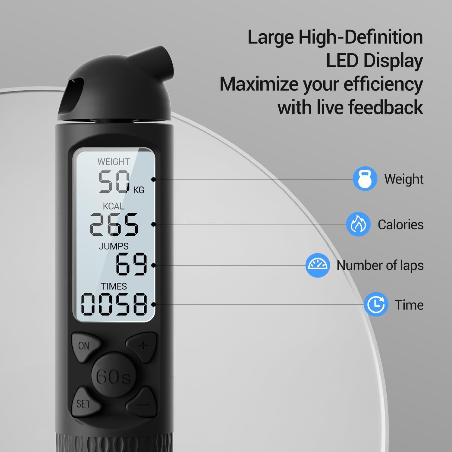 Cuerda de Salto Inteligente UMAY Sin Cable Ajustable con Pantalla LCD