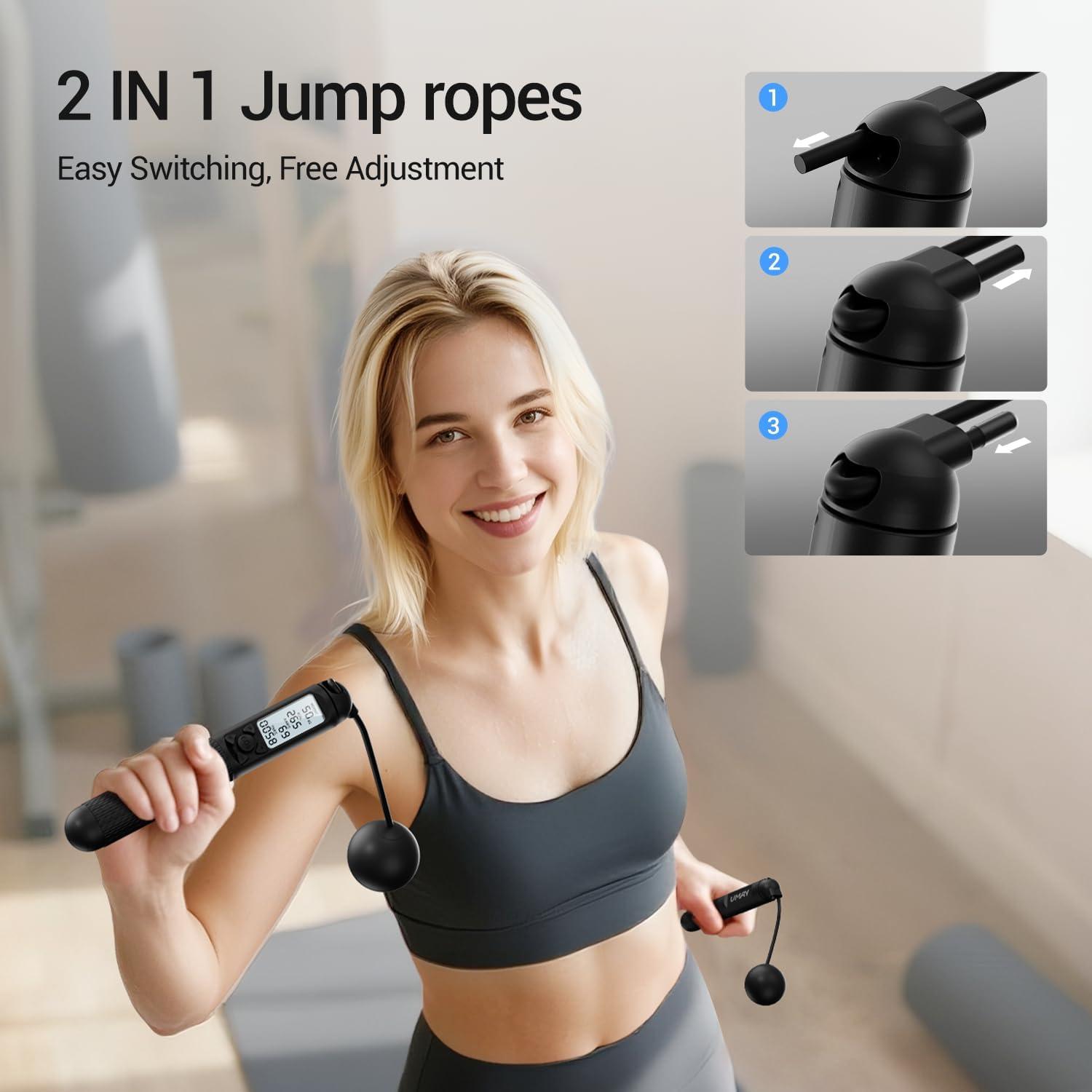 Cuerda de Salto Inteligente UMAY Sin Cable Ajustable con Pantalla LCD