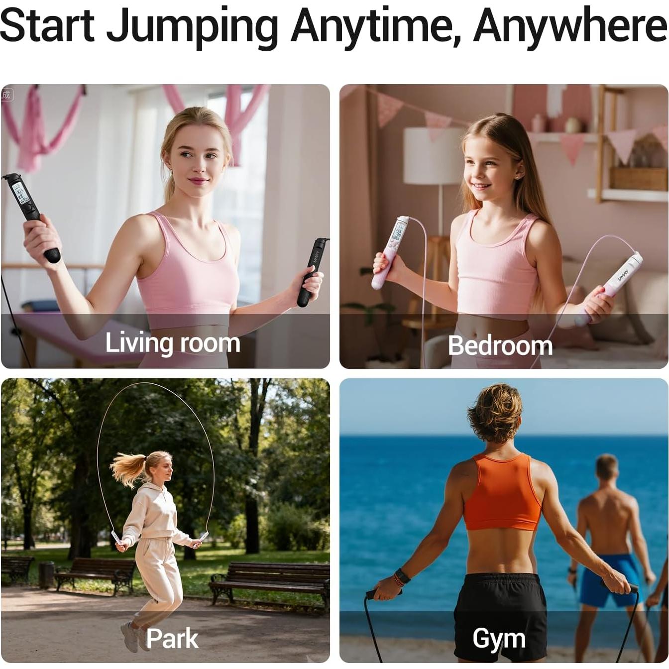 Cuerda de Salto Inteligente UMAY Sin Cable Ajustable con Pantalla LCD