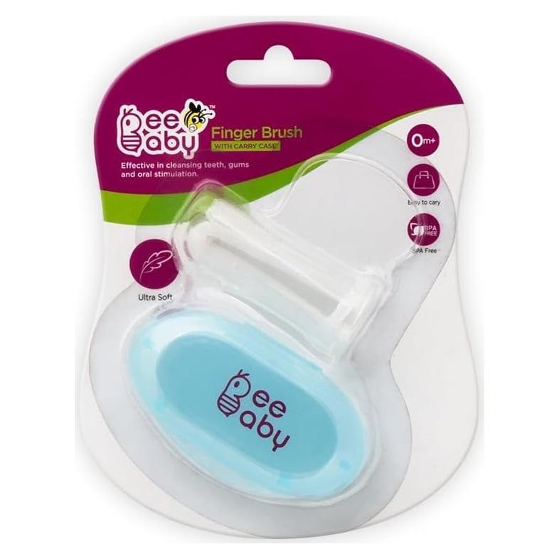 Cepillo de Dedo de Silicona BEEBABY con Estuche Azul