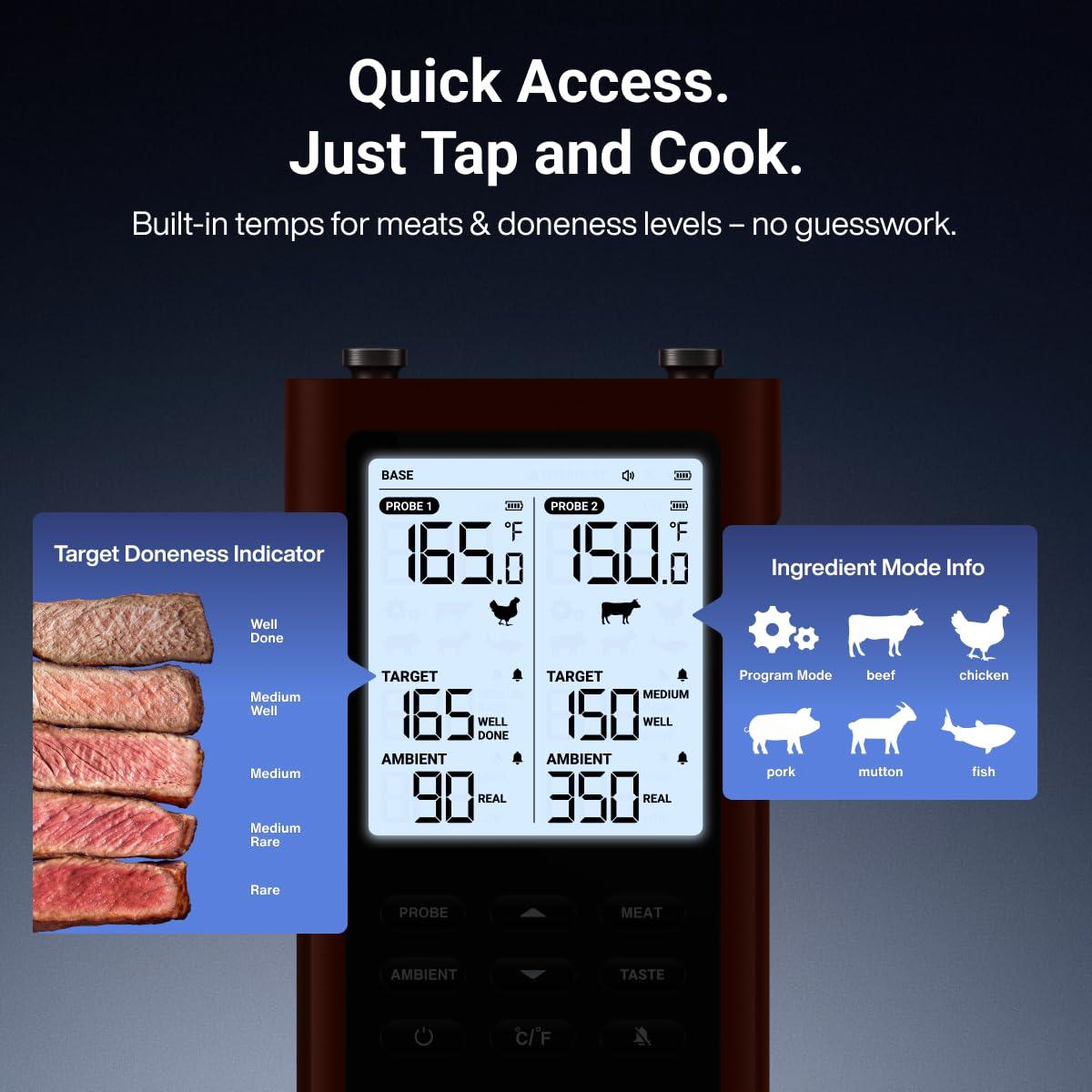 Termómetro de Carne Inalámbrico ThermoMaven WT12, 6 Sensores NIST