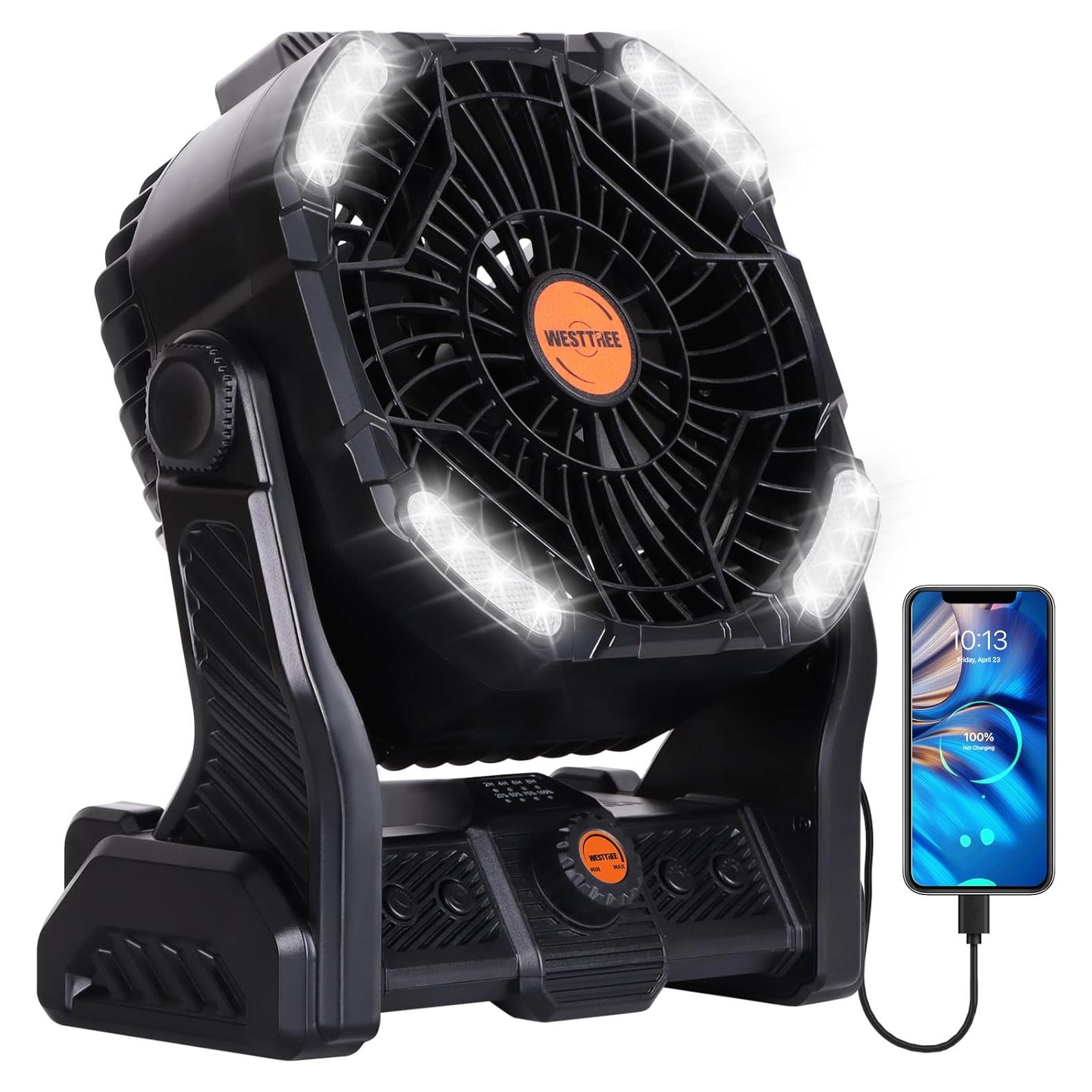 Ventilador de Camping Recargable 20000mAh WESTTREE Negro X26A
