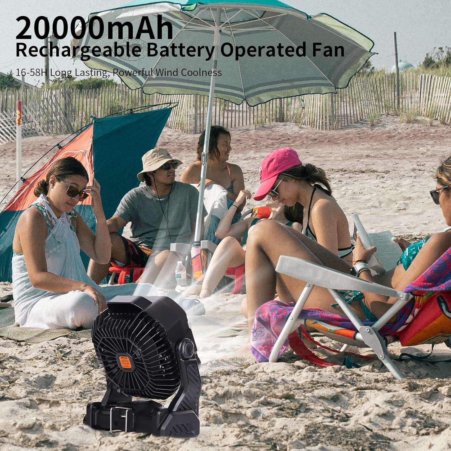 Ventilador de Camping Recargable 20000mAh WESTTREE Negro X26A