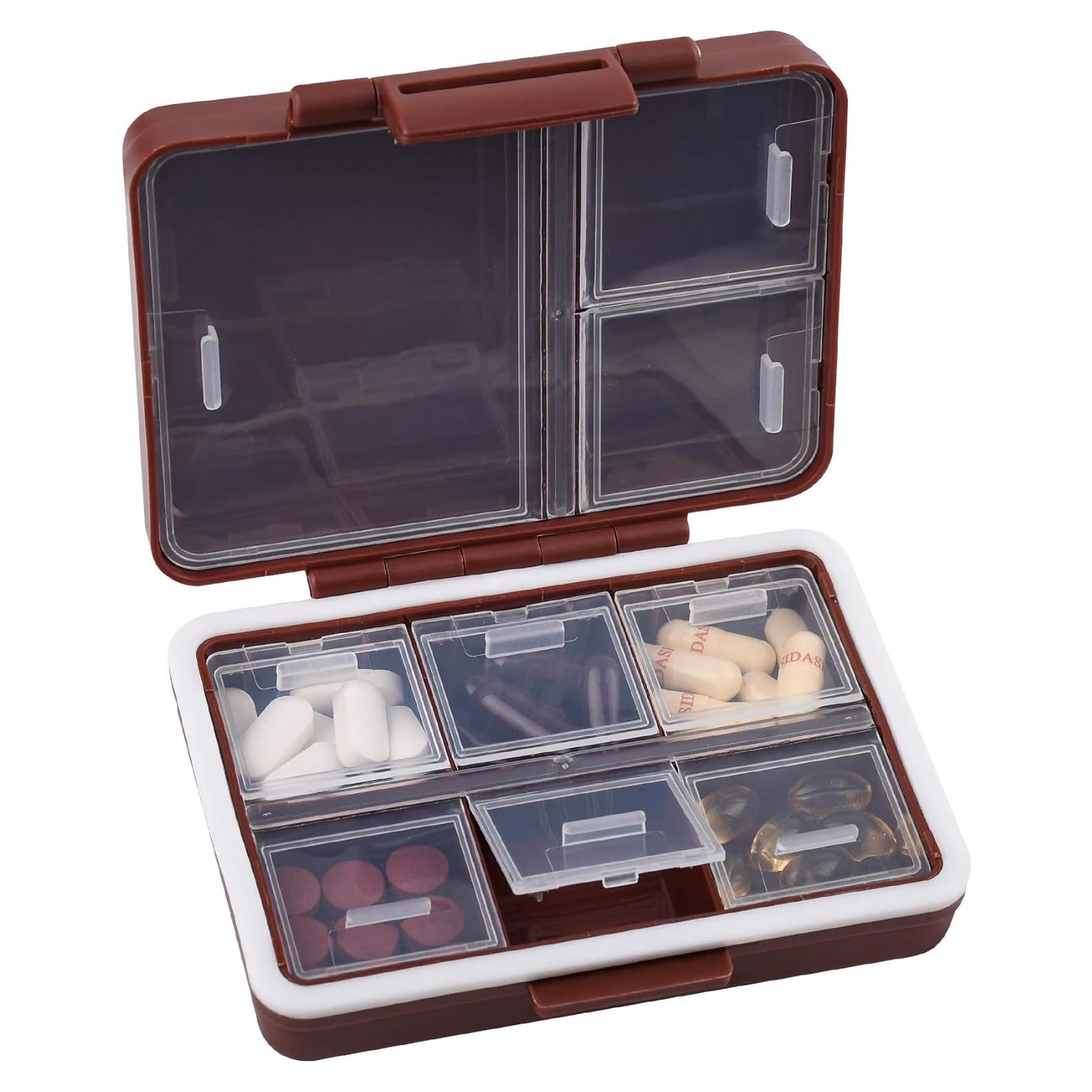 Organizador de Pastillas BUKACHE 9 Compartimentos Marrón