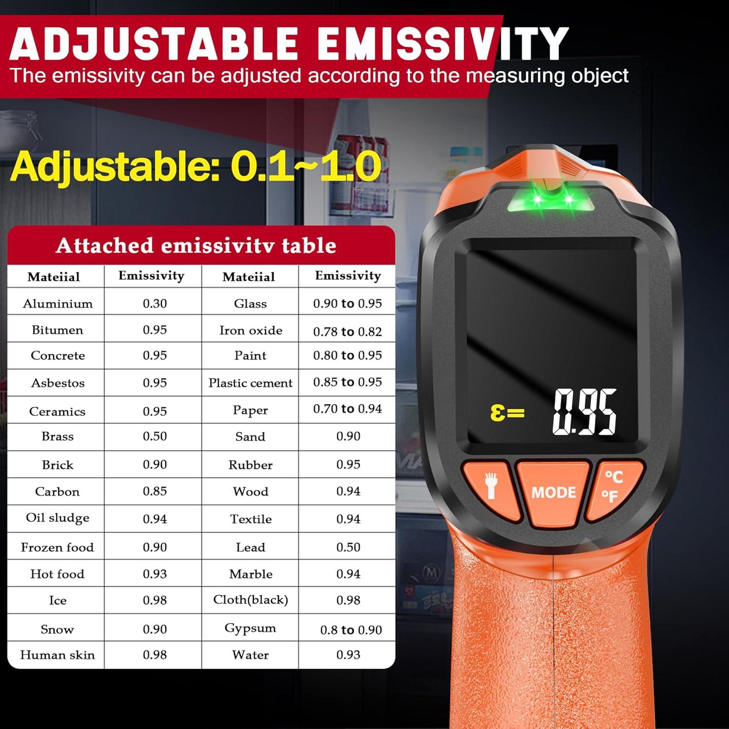 Pistola Termómetro Infrarrojo CEILSTES IR-916 -50°C a 580°C