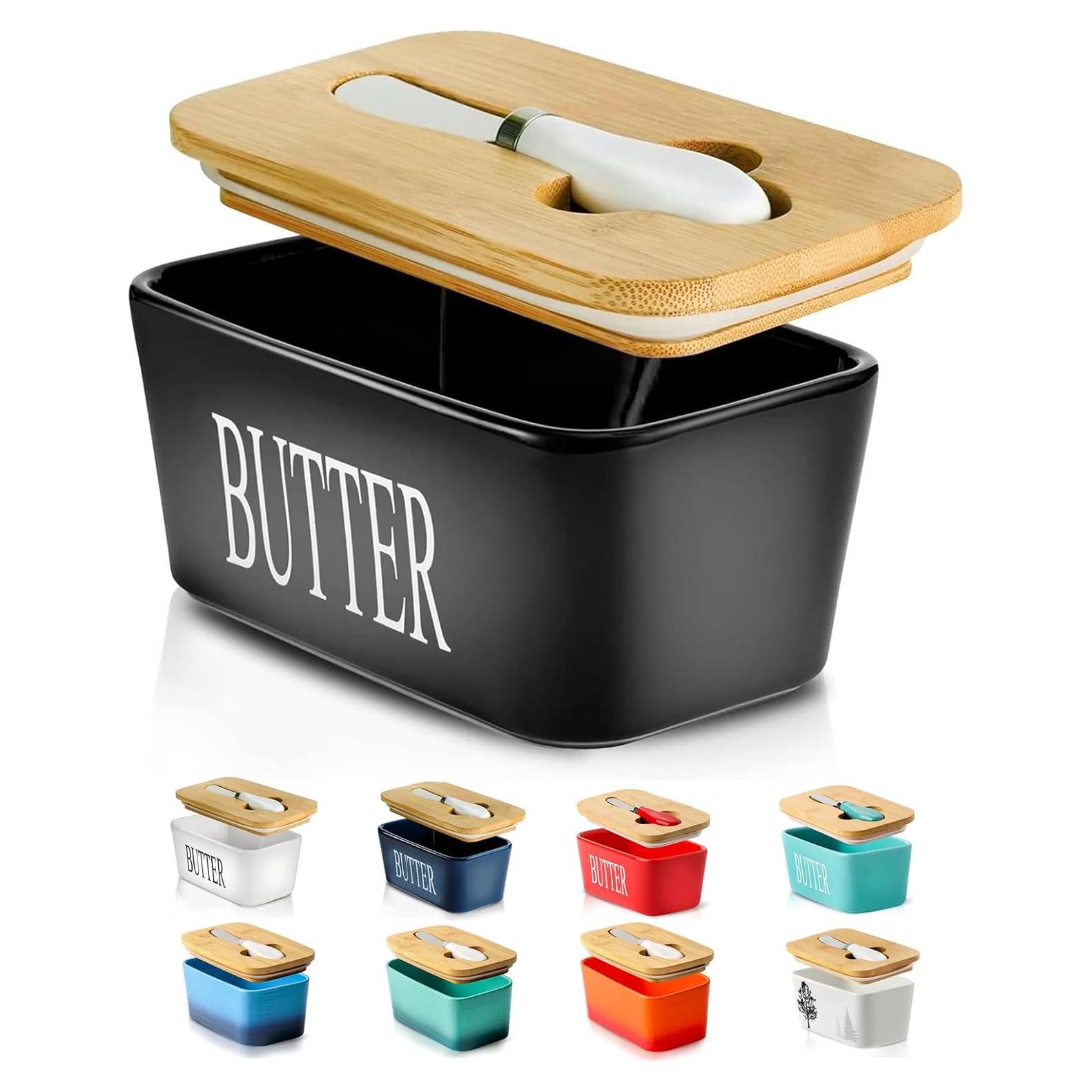 Plato de Mantequilla Hasense Negro con Tapa 650 ml Cerámica