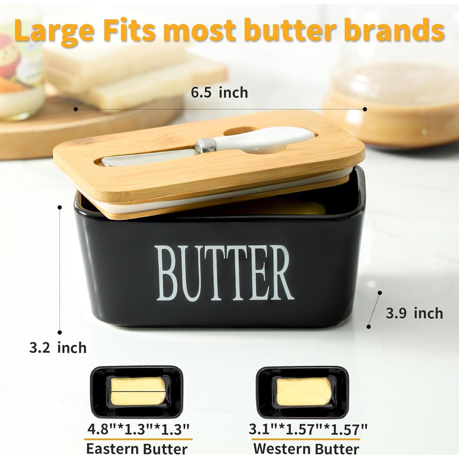 Plato de Mantequilla Hasense Negro con Tapa 650 ml Cerámica