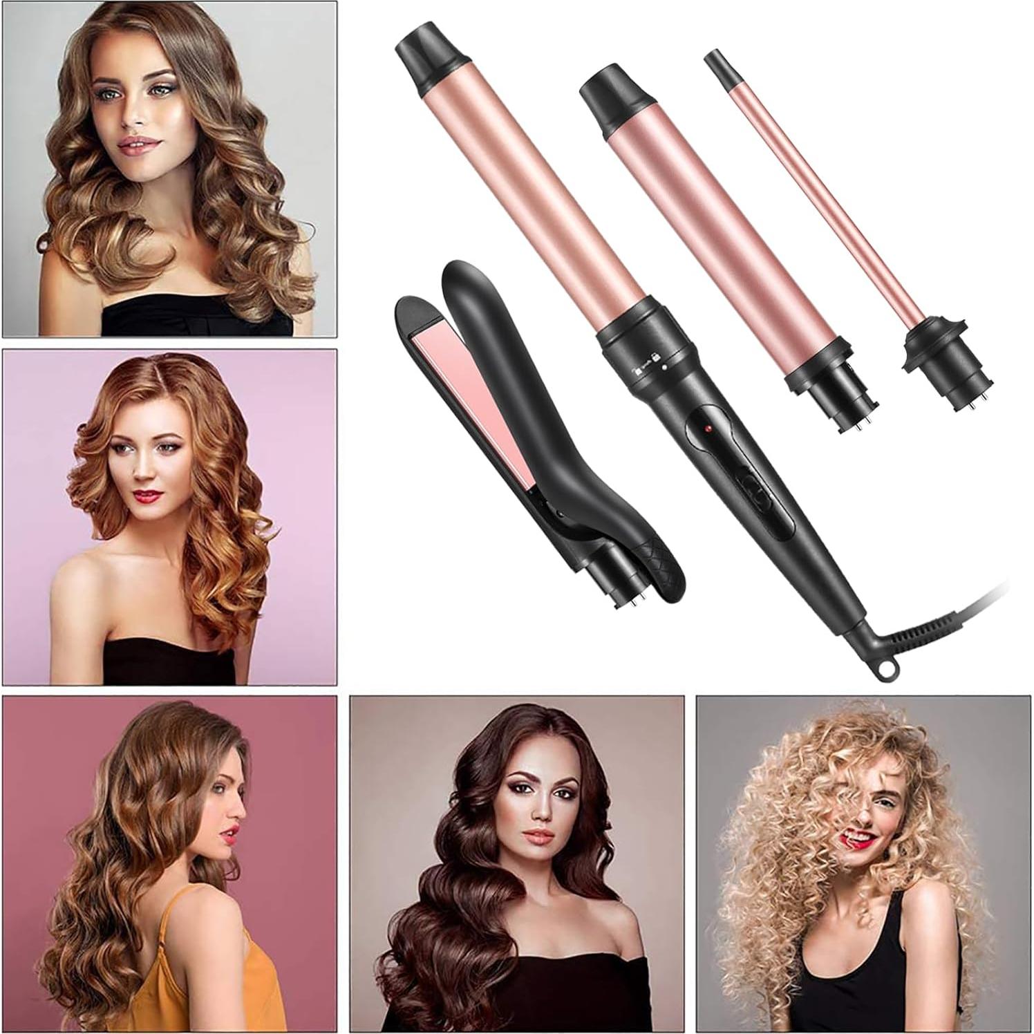 Plancha de Rizar 4 en 1 JuHaLeiw con Barriles Cerámicos