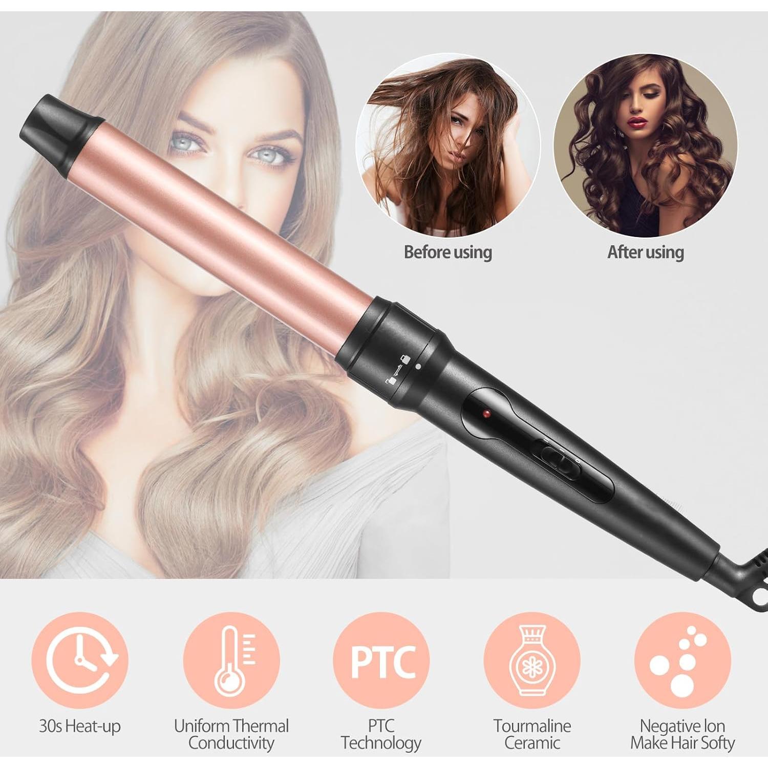 Plancha de Rizar 4 en 1 JuHaLeiw con Barriles Cerámicos