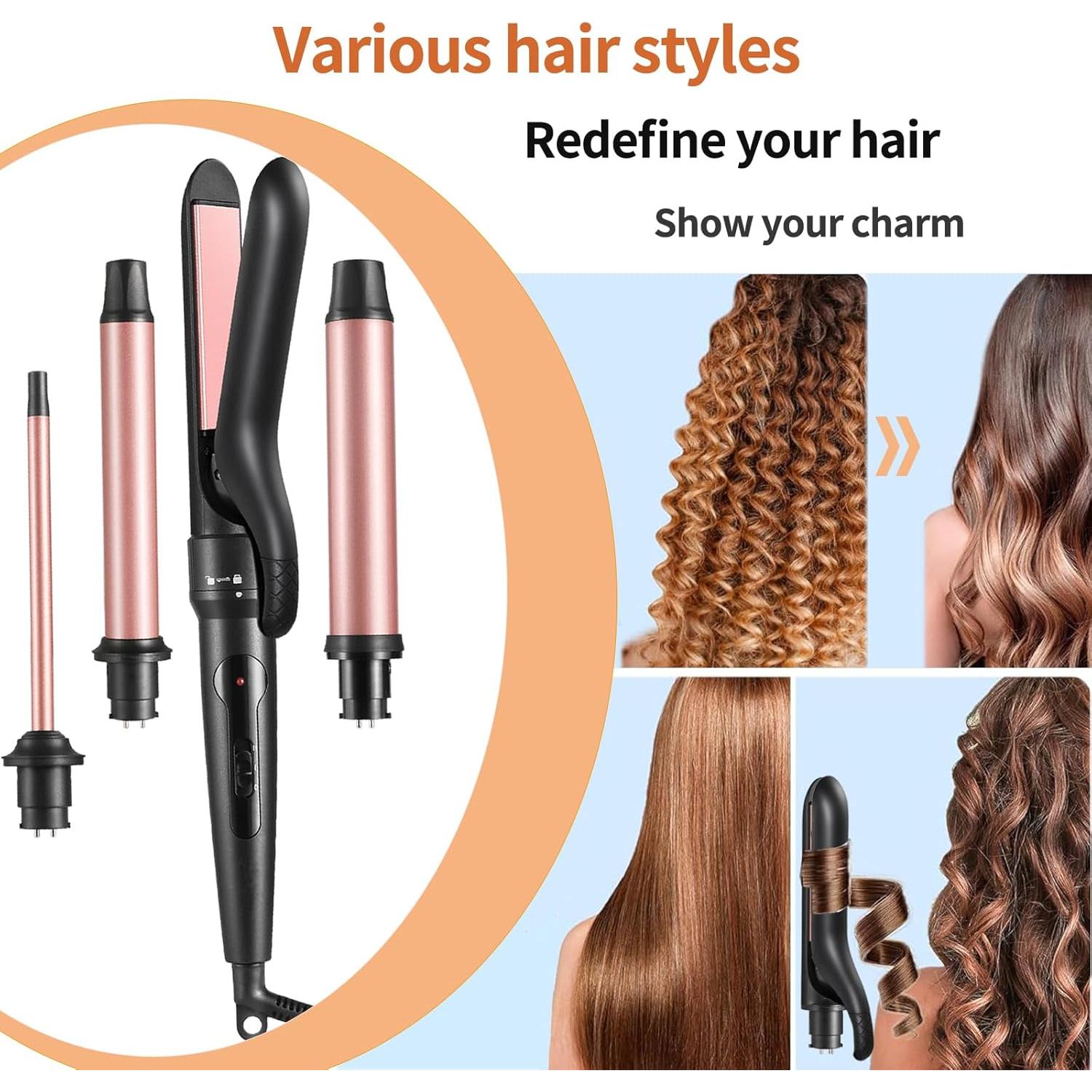 Plancha de Rizar 4 en 1 JuHaLeiw con Barriles Cerámicos