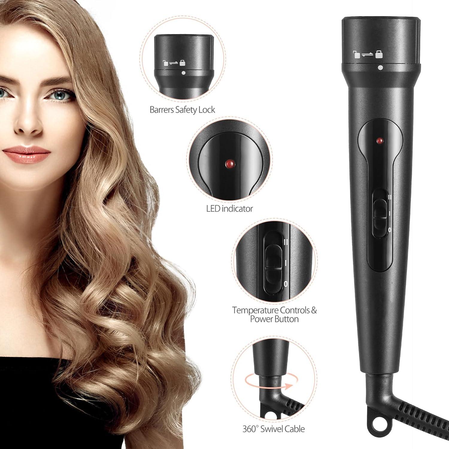 Plancha de Rizar 4 en 1 JuHaLeiw con Barriles Cerámicos