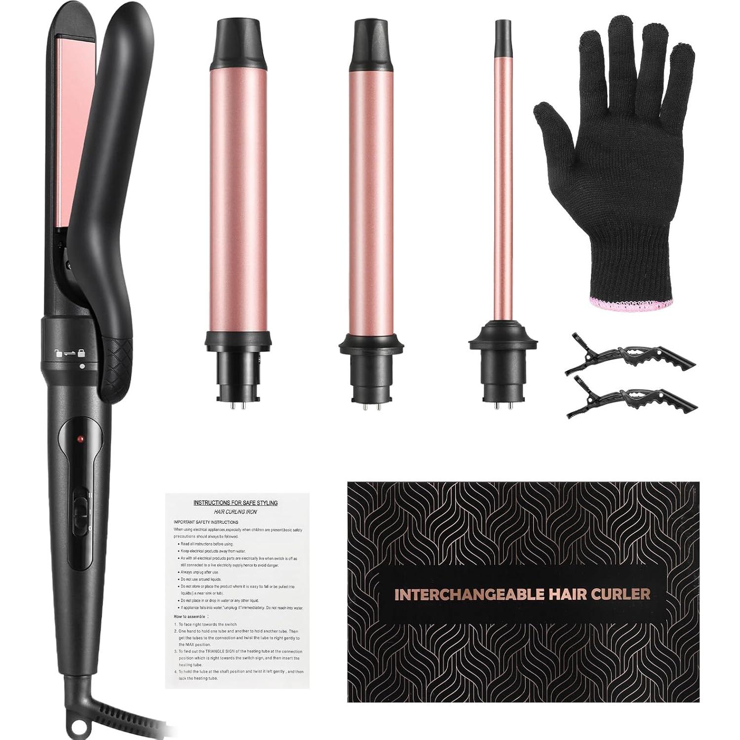 Plancha de Rizar 4 en 1 JuHaLeiw con Barriles Cerámicos