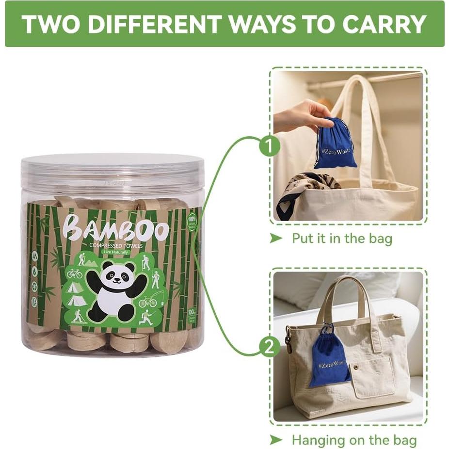 Toallas Comprimidas de Bambú MORGIANA - Paquete de 100 Unidades