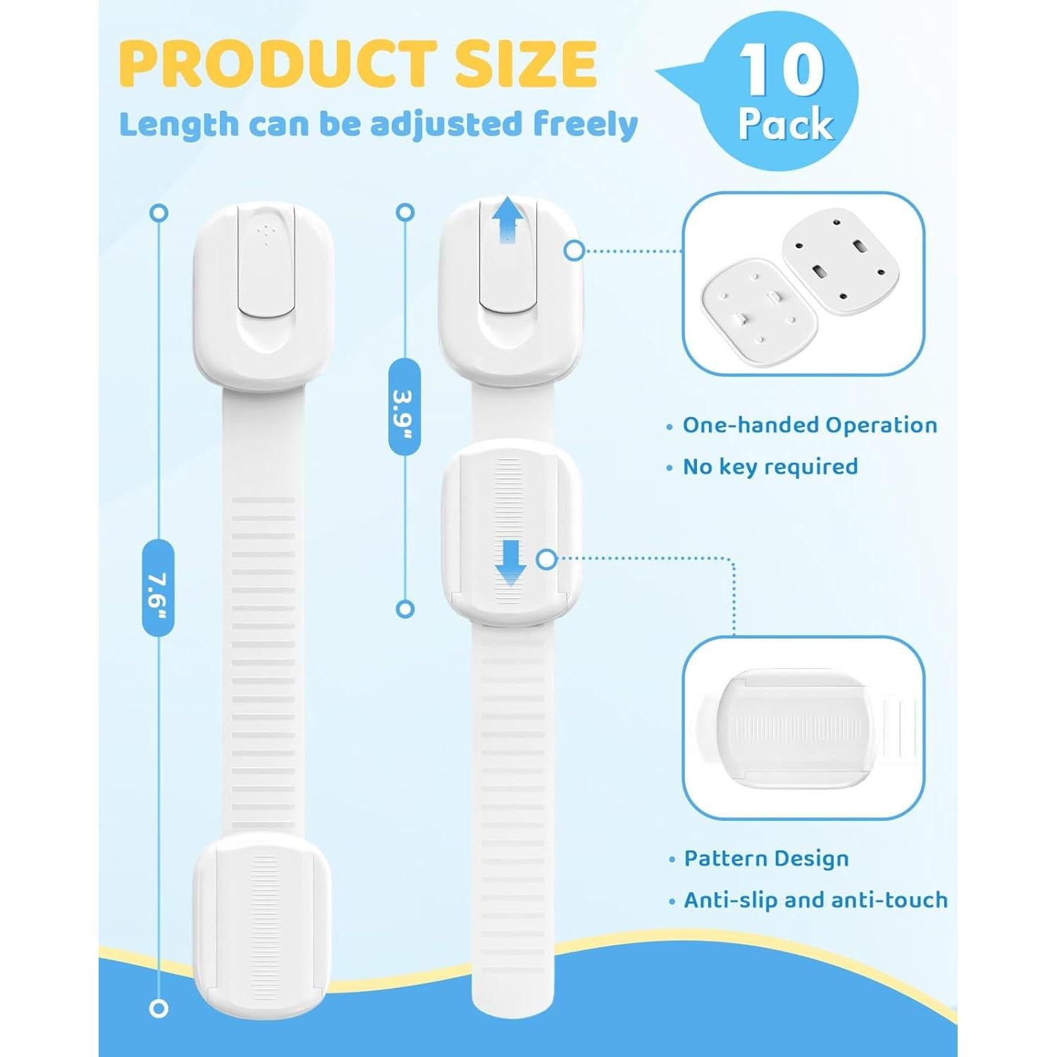 Cerraduras para Gabinetes a Prueba de Bebés 10 Unidades 3M