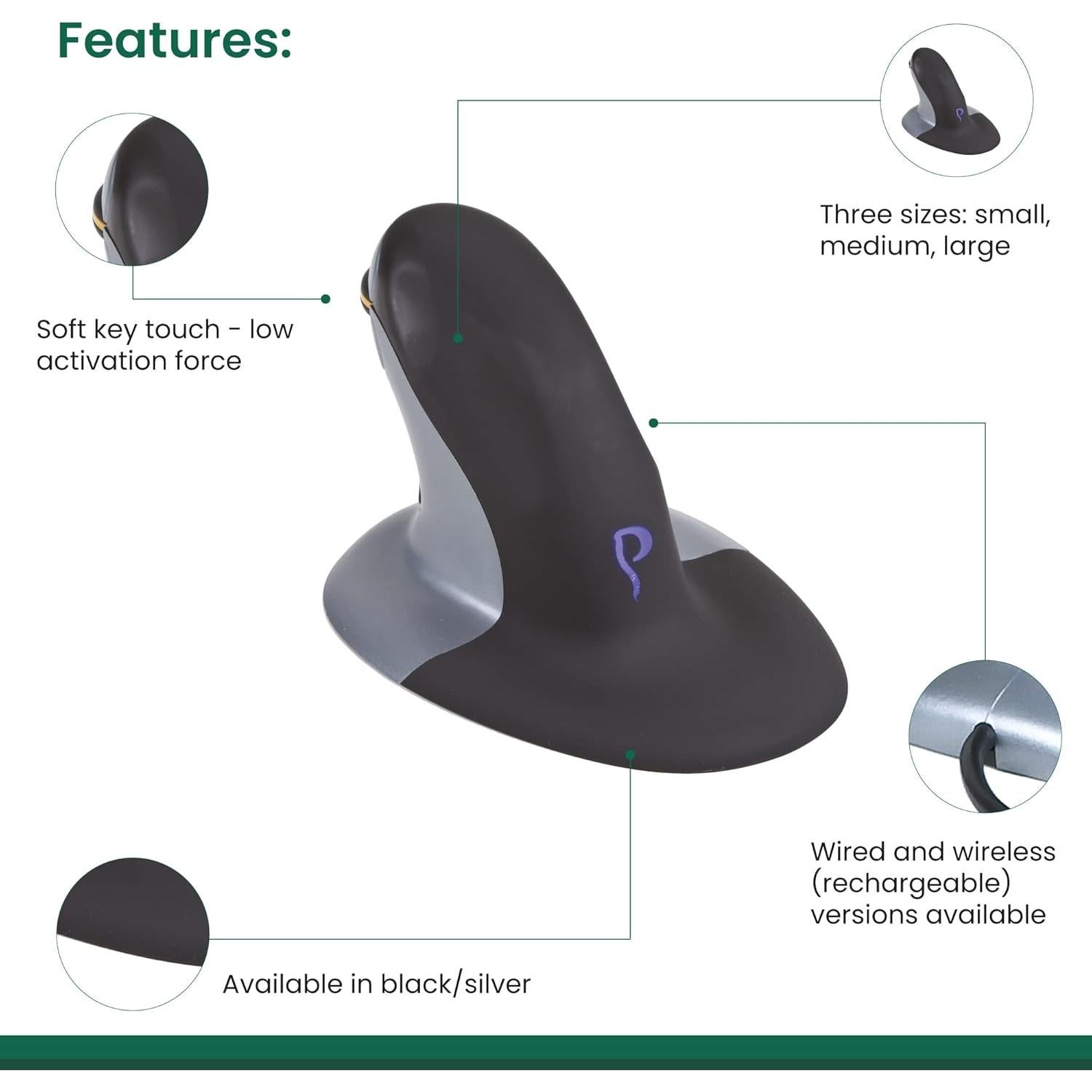 Ratón Ergonómico Inalámbrico Posturite Penguin Pequeño