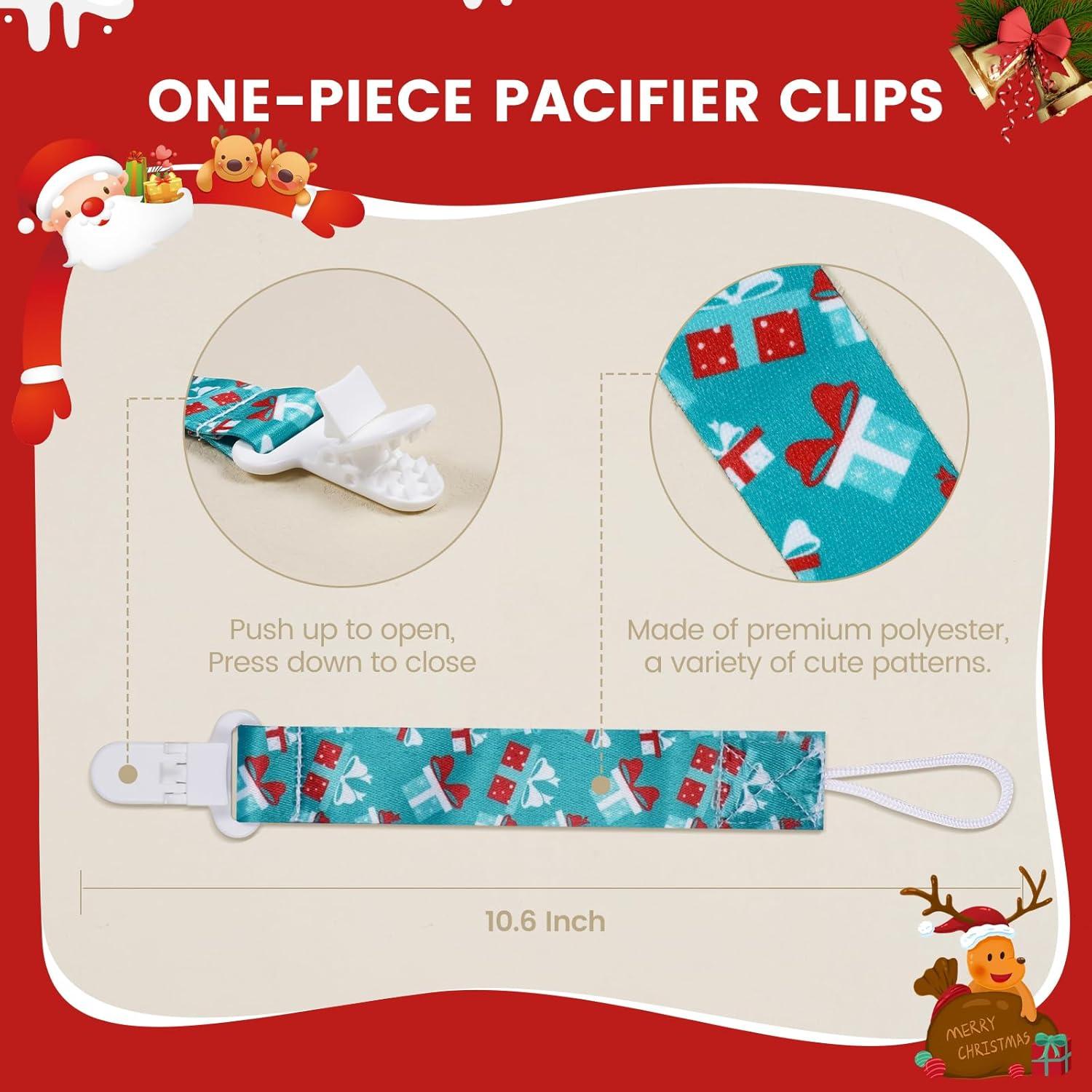Clip de Chupete para Bebé - Set de 6 Navidad - Calidad Premium
