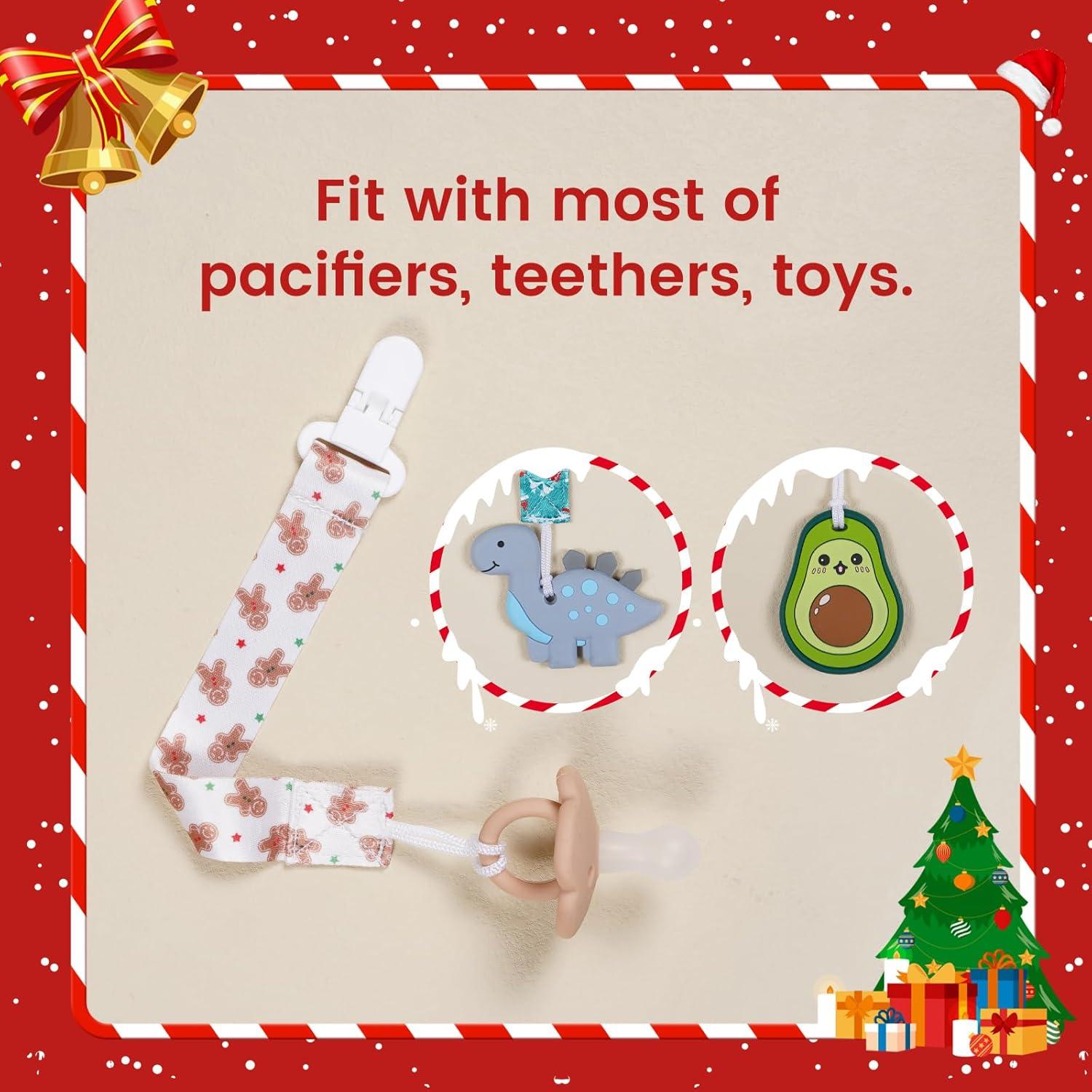 Clip de Chupete para Bebé - Set de 6 Navidad - Calidad Premium