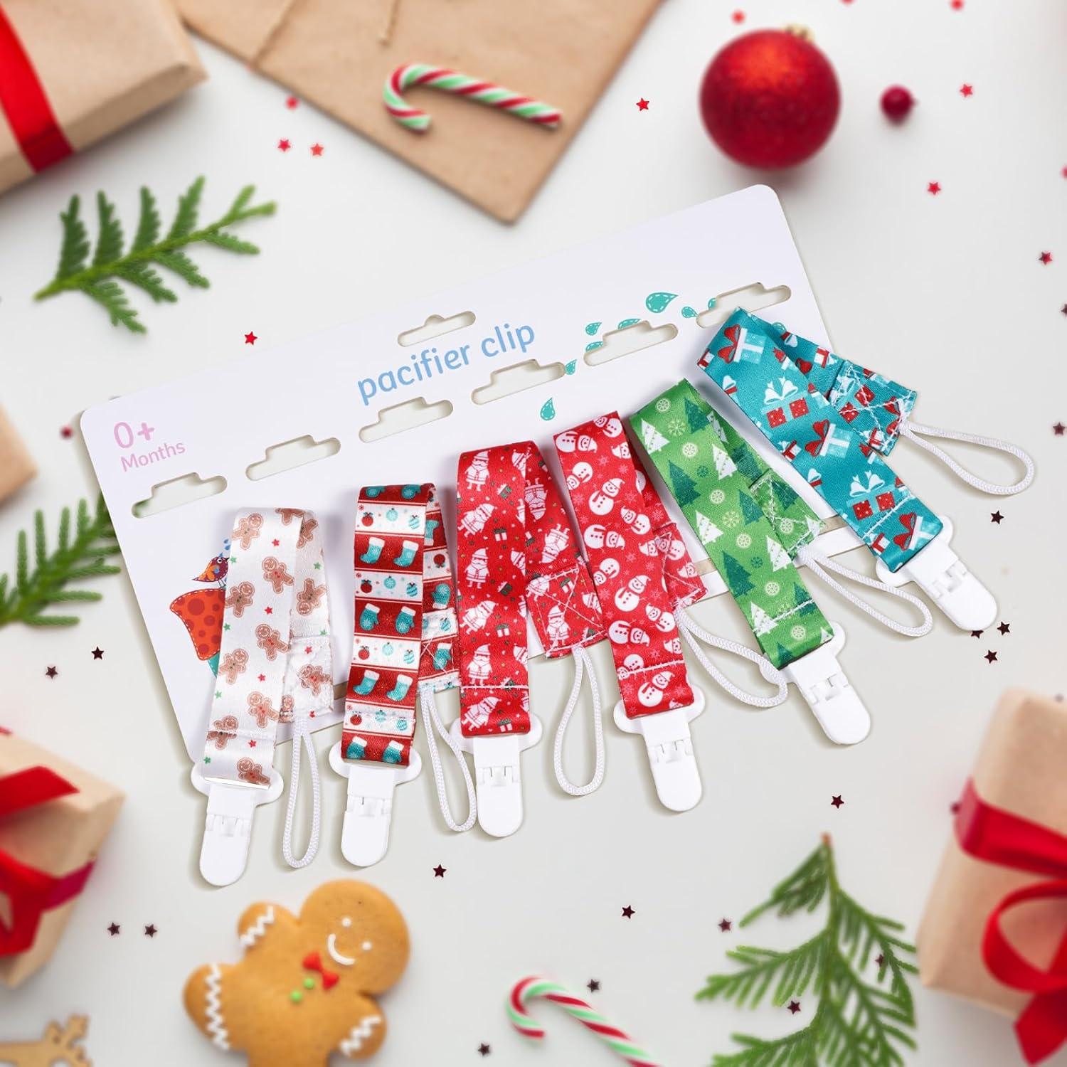 Clip de Chupete para Bebé - Set de 6 Navidad - Calidad Premium