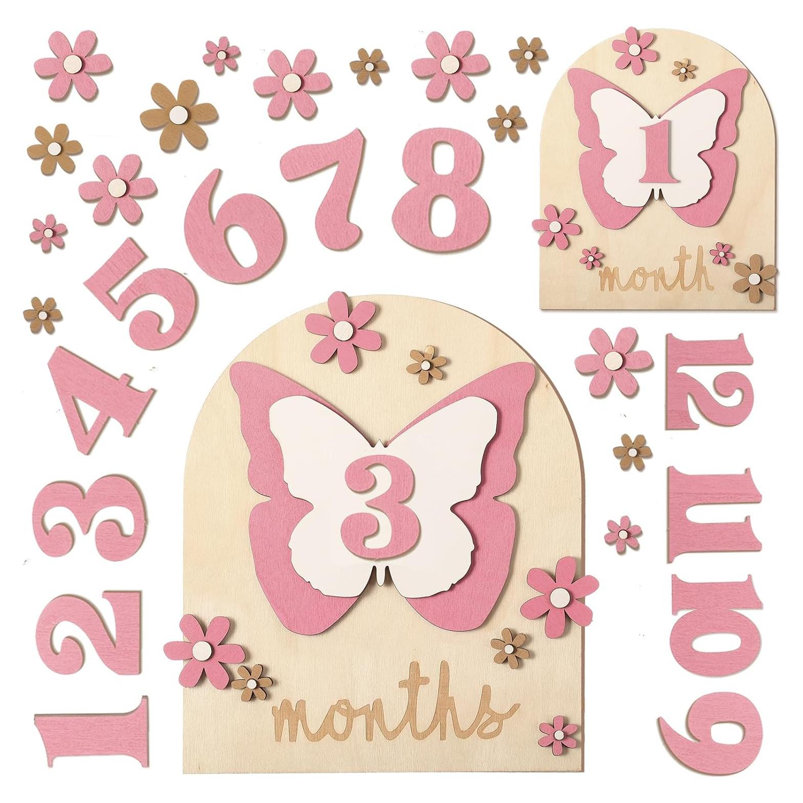 Conjunto de Hitos Mensuales para Bebés Mariposa - 26 Piezas