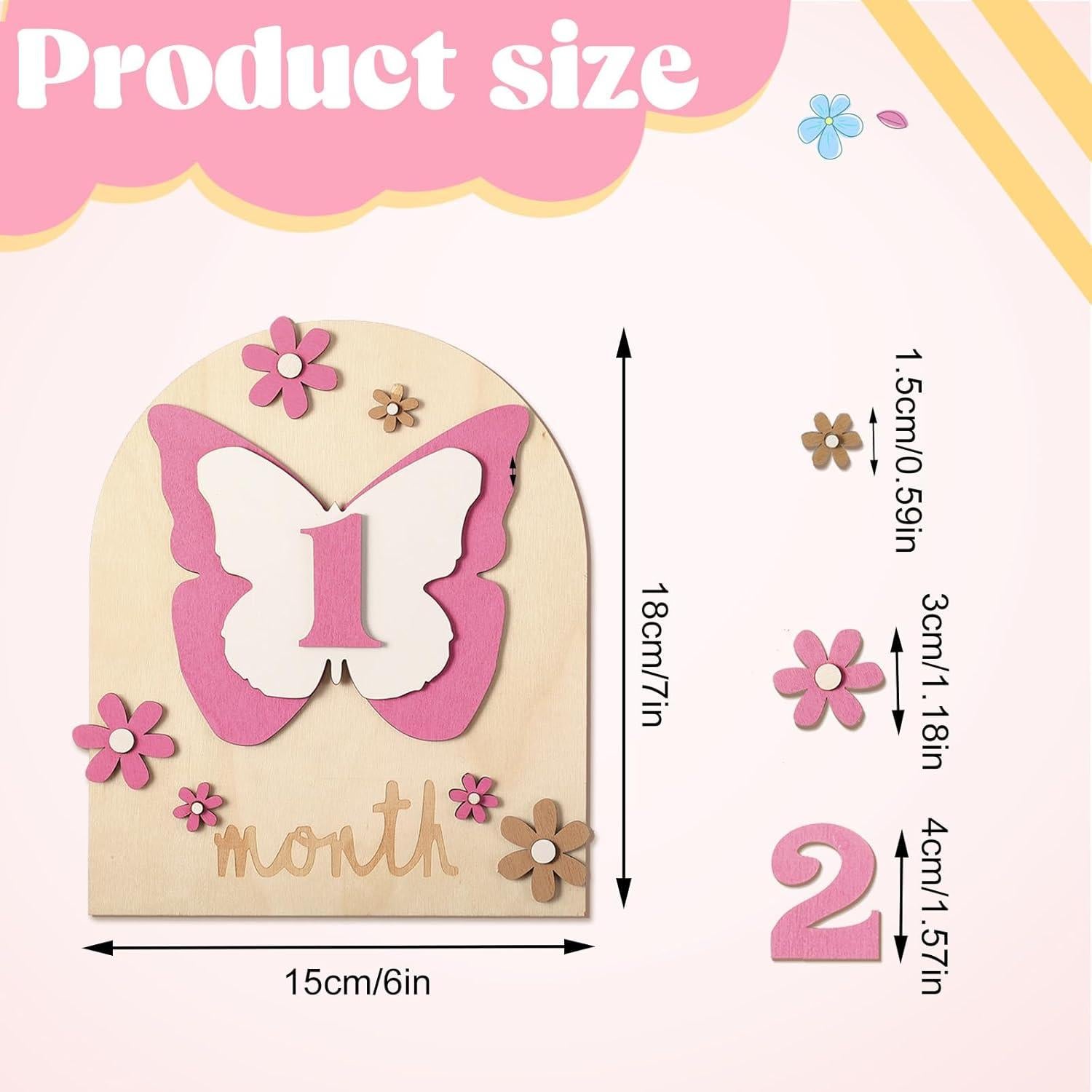 Conjunto de Hitos Mensuales para Bebés Mariposa - 26 Piezas