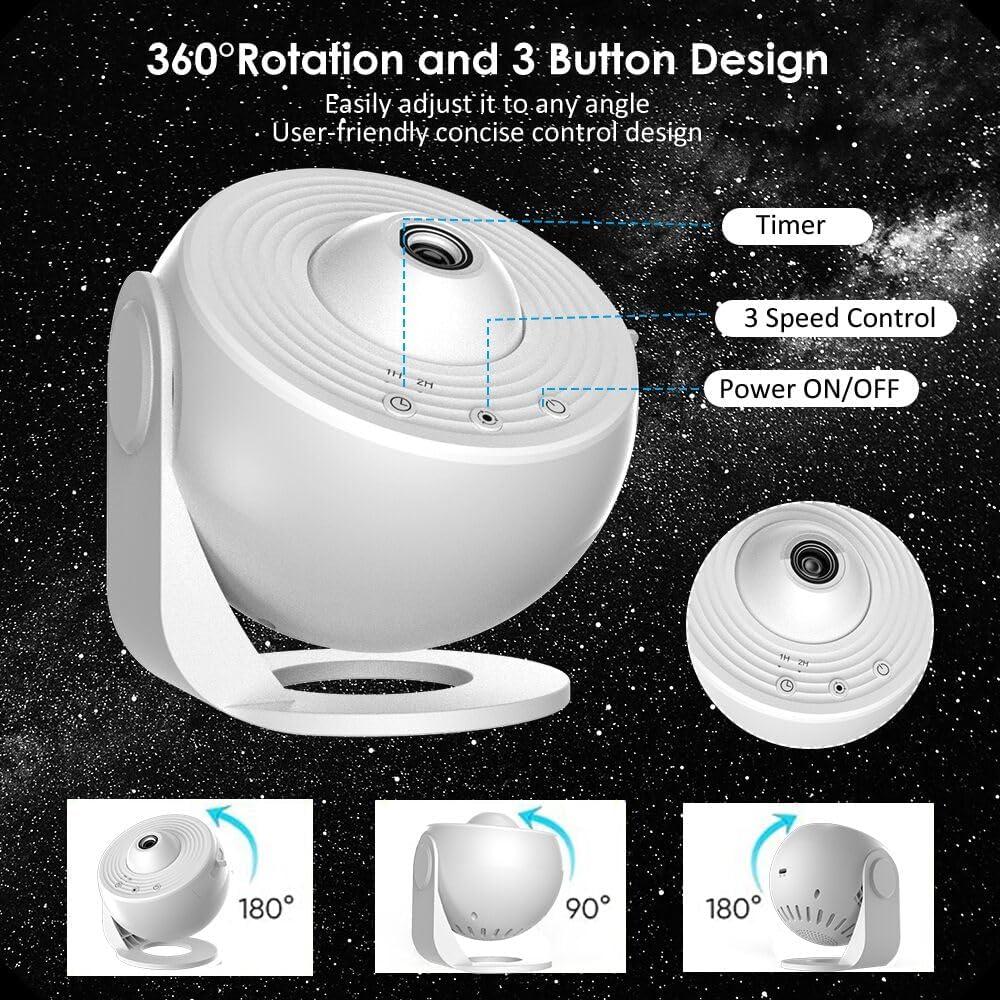 Proyector Planetario LED Blanco con 12 Discos Galácticos