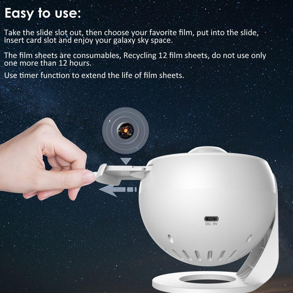 Proyector Planetario LED Blanco con 12 Discos Galácticos