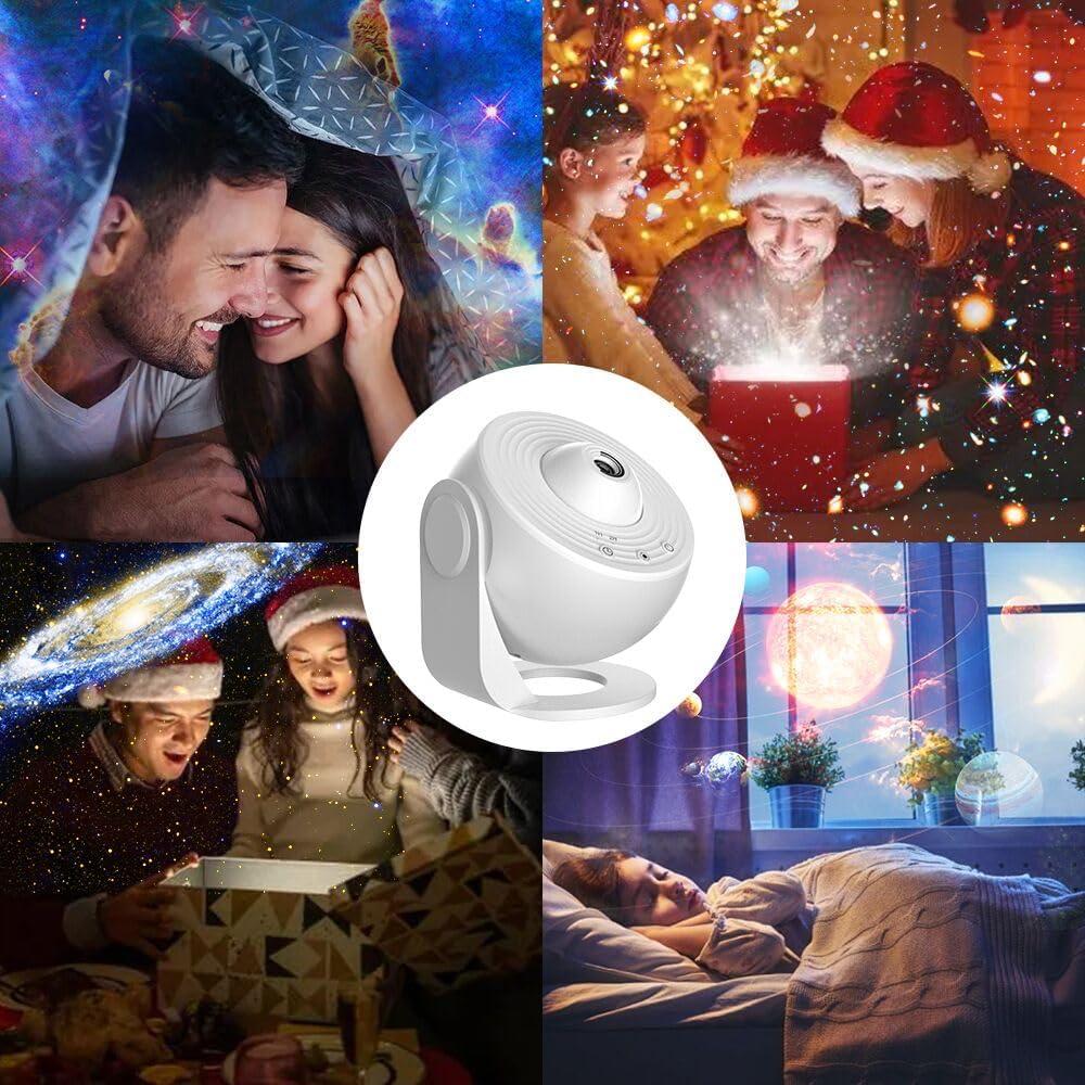 Proyector Planetario LED Blanco con 12 Discos Galácticos