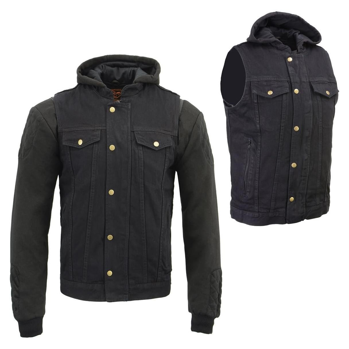 Chaleco de mezclilla negro 5-en-1 Milwaukee Leather MDM3020