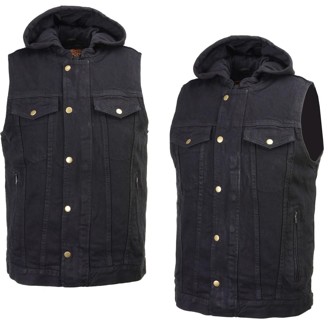 Chaleco de mezclilla negro 5-en-1 Milwaukee Leather MDM3020