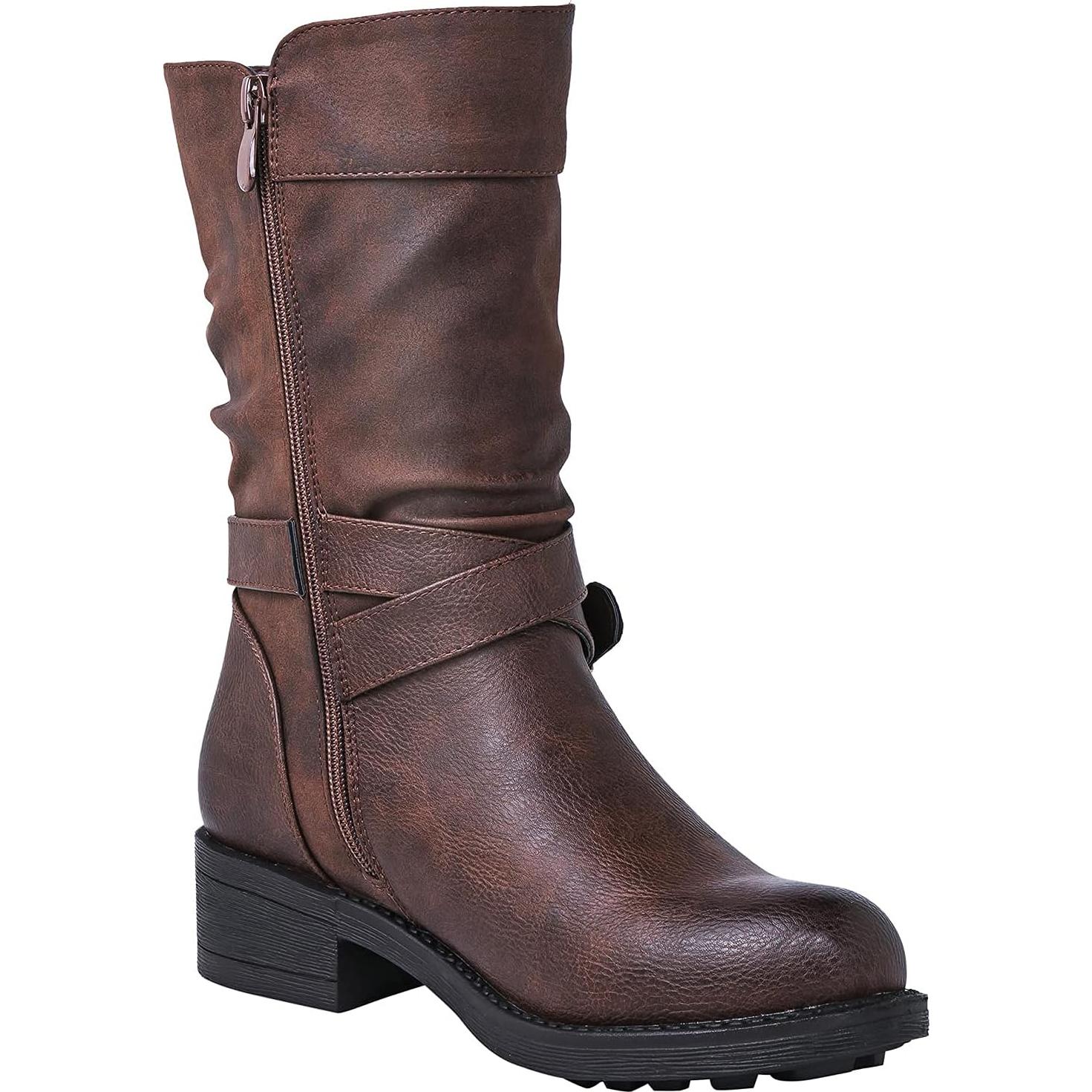 Botas Biker a Media Pantorrilla Globalwin para Mujer - Marrón