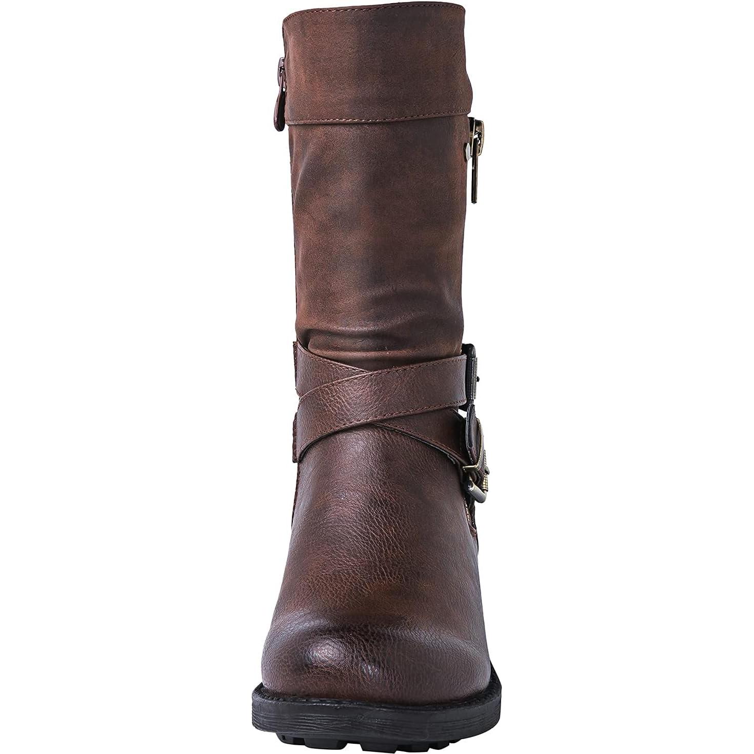 Botas Biker a Media Pantorrilla Globalwin para Mujer - Marrón