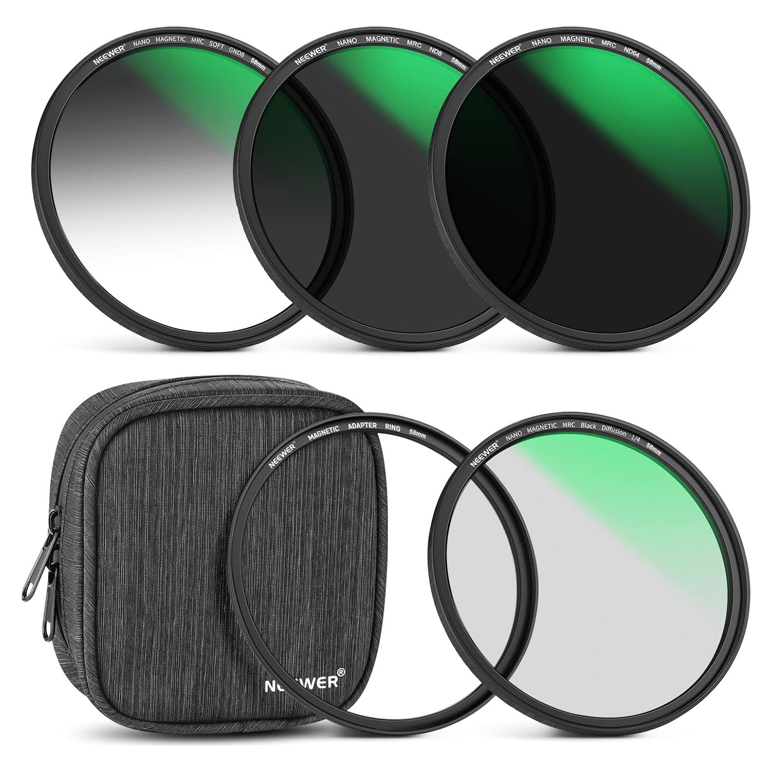 Filtro Magnético NEEWER 58mm 5 en 1 con Difusión y ND